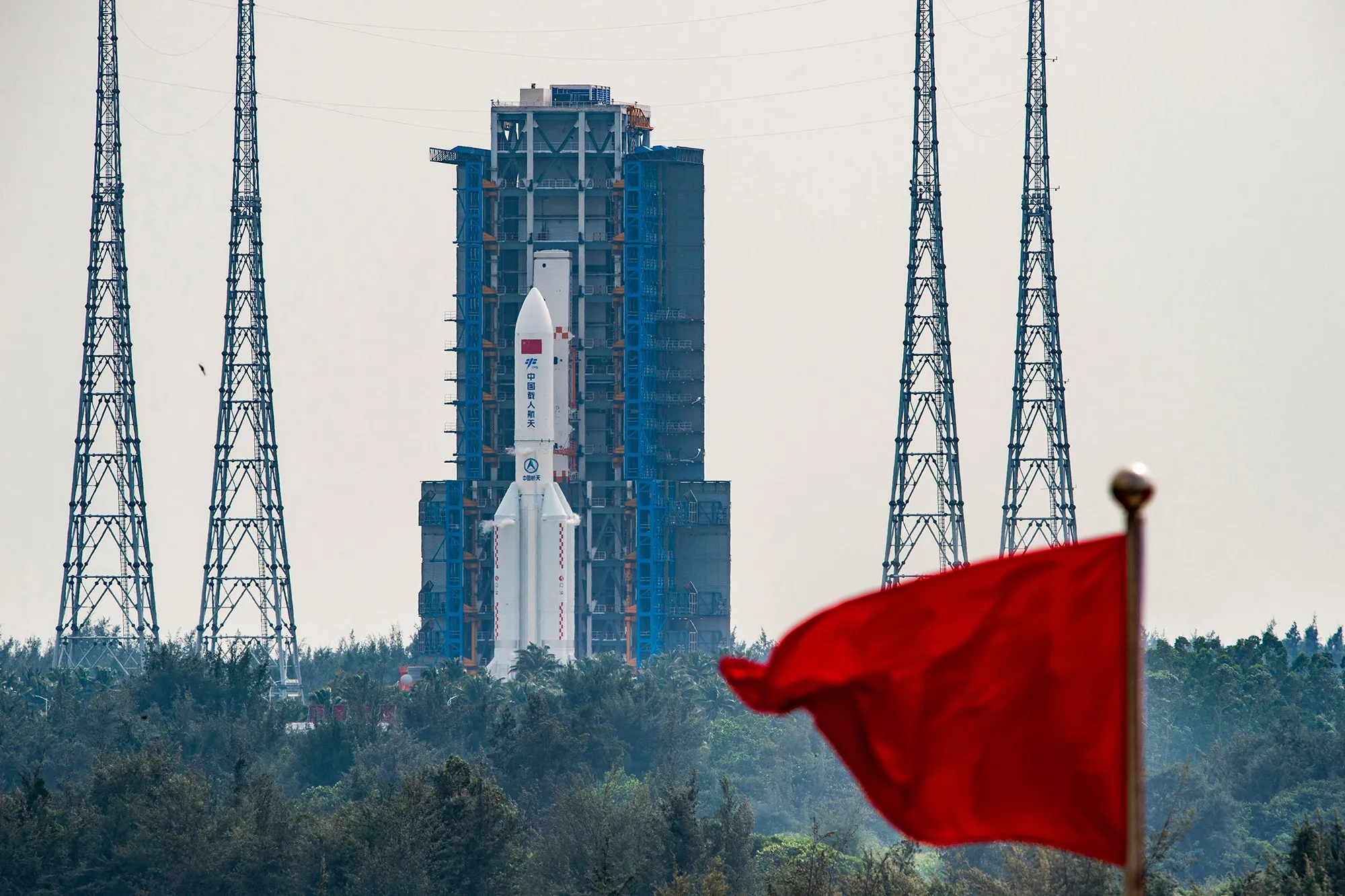 A Long March rocket before its planned launch from the Wenchang Space Launch Centre in southern China's Hainan Province on October 31.&nbsp;