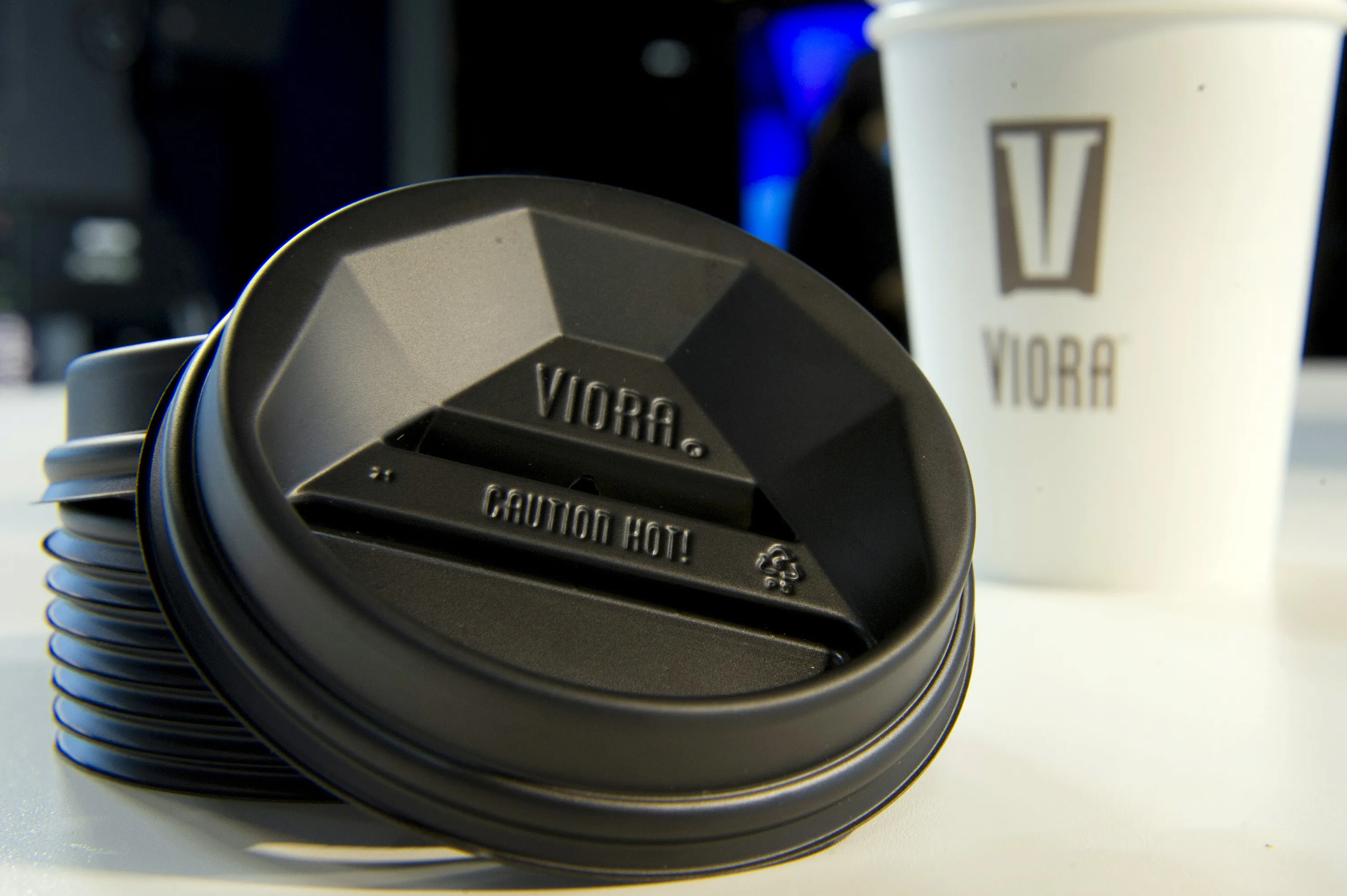 Vaporpath Inc. Viora coffee lids are arranged for a photograph in San Francisco, California, U.S., on Monday, July 7, 2014. Photographer: David Paul Morris/Bloomberg