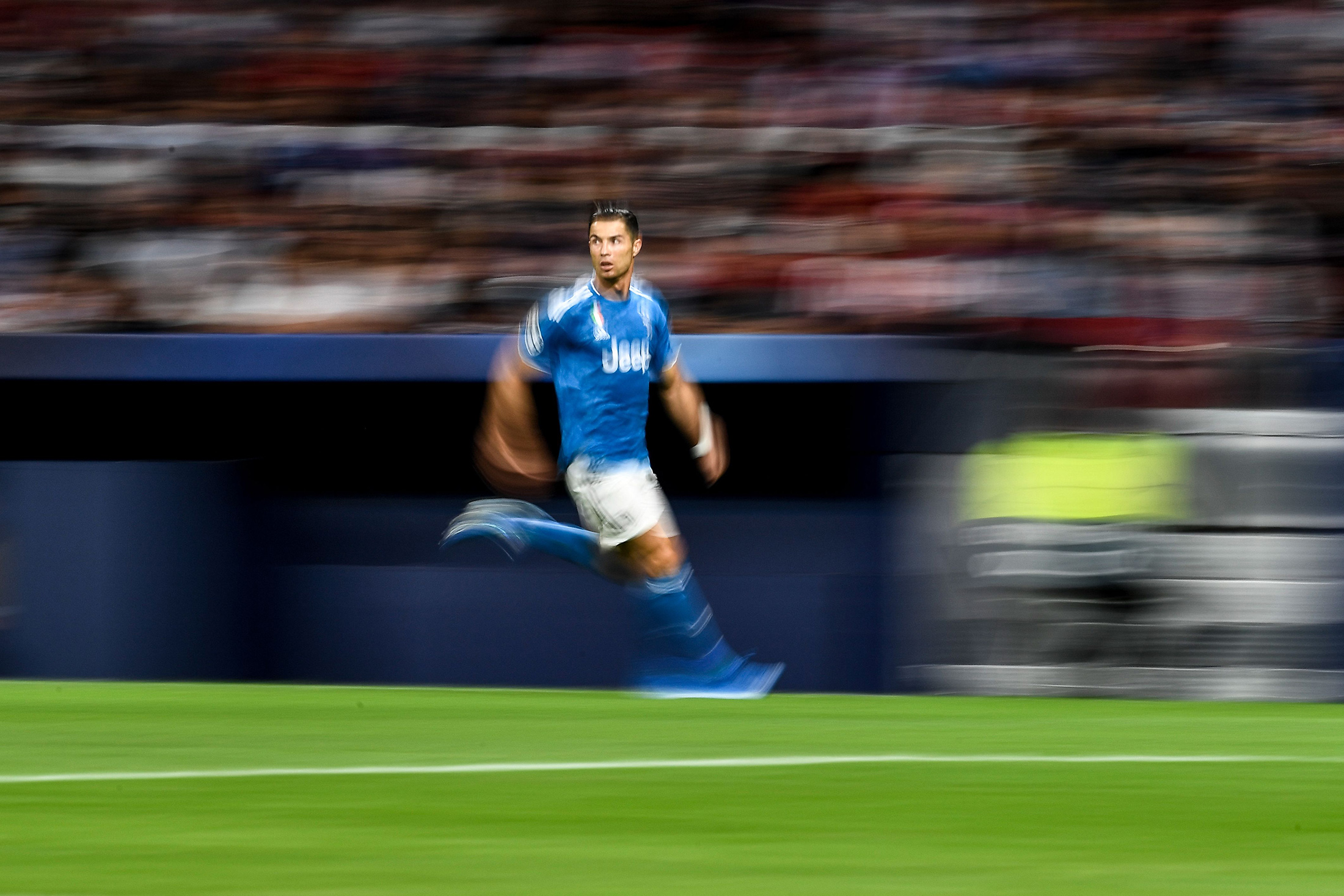 Cristiano Ronaldo runs during the UEFA Champions League Group D football match&nbsp;at The Wanda Metropolitano Stadium in Madrid, on Sept.&nbsp;18.