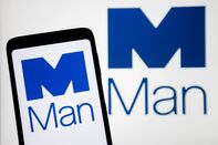 In this photo illustration, the Man Group plc logo is
