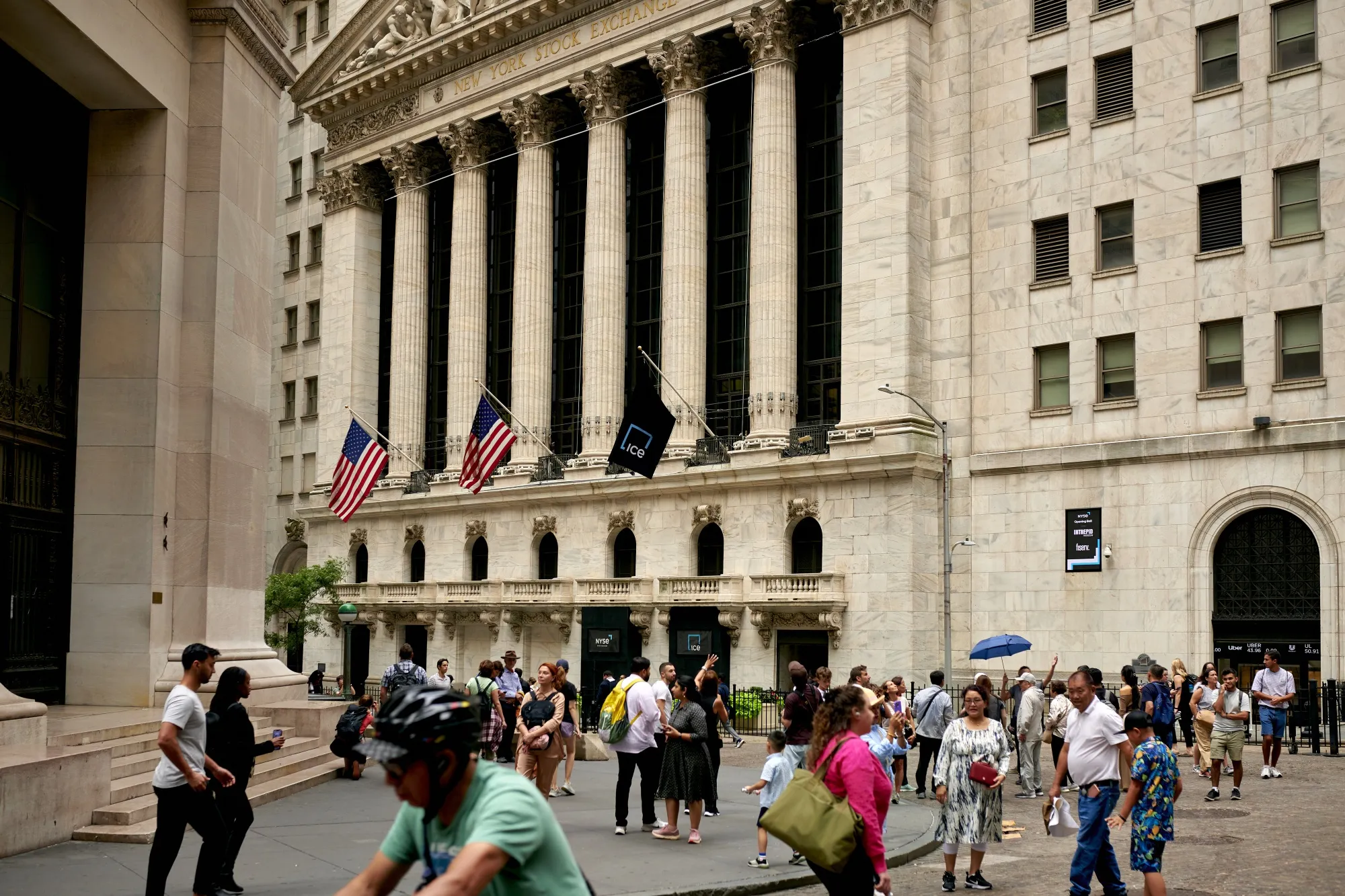 Pedestrians near the New York Stock Exchange.