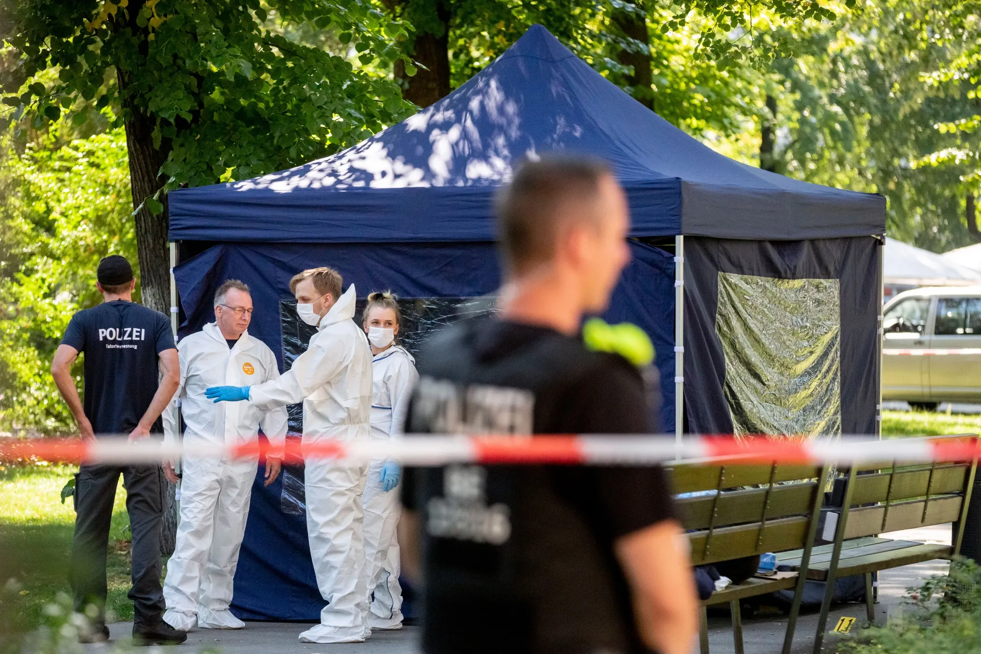 Forensic officers at the crime scene in Berlin, Germany, on Aug. 23, 2019.