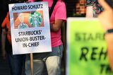 Union Activists Protest Outside Of Starbucks CEO Howard Schultz New York Apartment