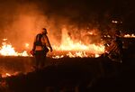 Firefighters light backfires as they try to contain a wildfire in Ojai, California in&nbsp;Dec.&nbsp;2017.&nbsp;