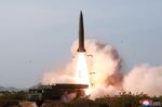 North Korean government shows a test of weapon systems, in North Korea.