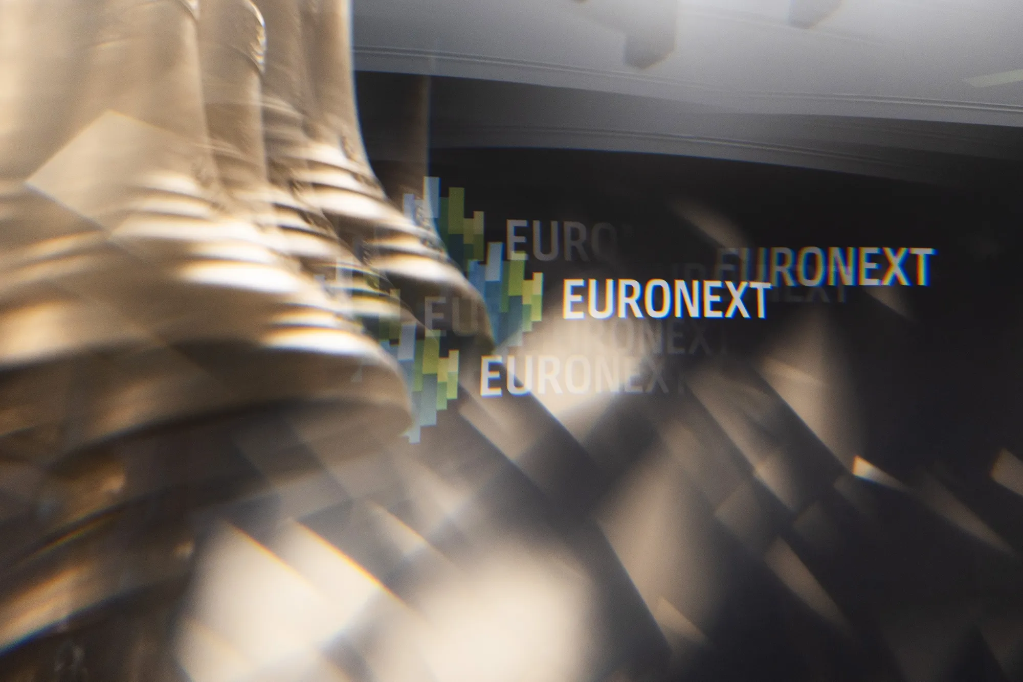 A trading floor bell at the Euronext stock exchange in Paris.