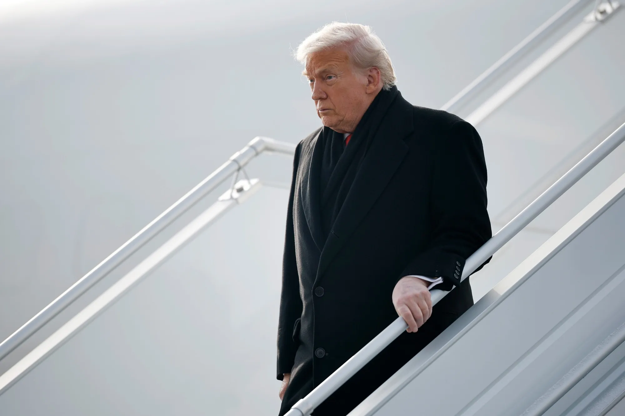 US President Donald Trump disembarks Air Force One at Zurich Airport before attending the World Economic Forum&nbsp;in Davos, on Jan. 21.