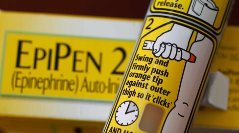 A EpiPen epinephrine auto-injector.