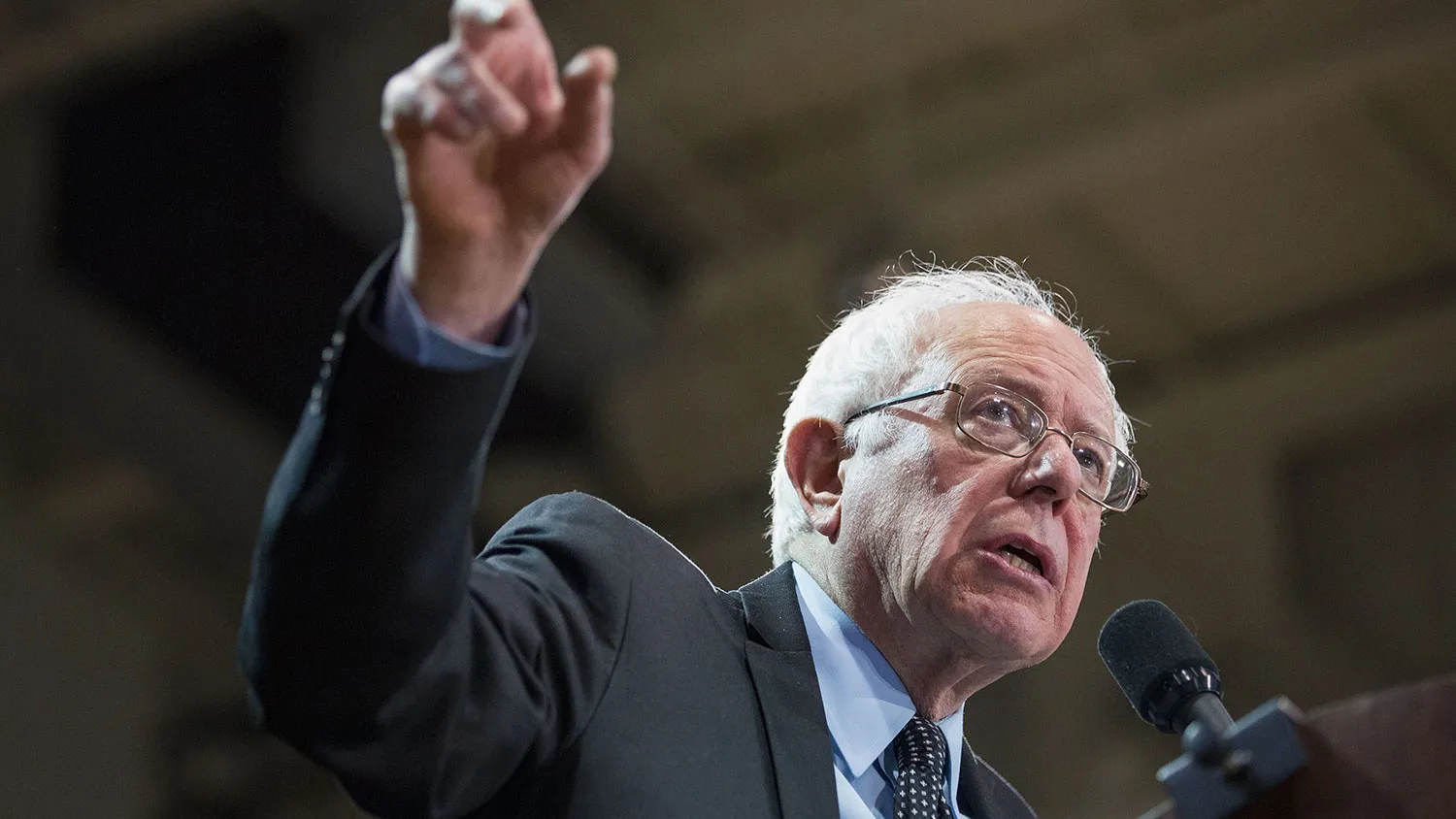 Democratic presidential candidate Bernie Sanders speaks at a campaign rally on March 13, 2016, in St Louis, Missouri.
