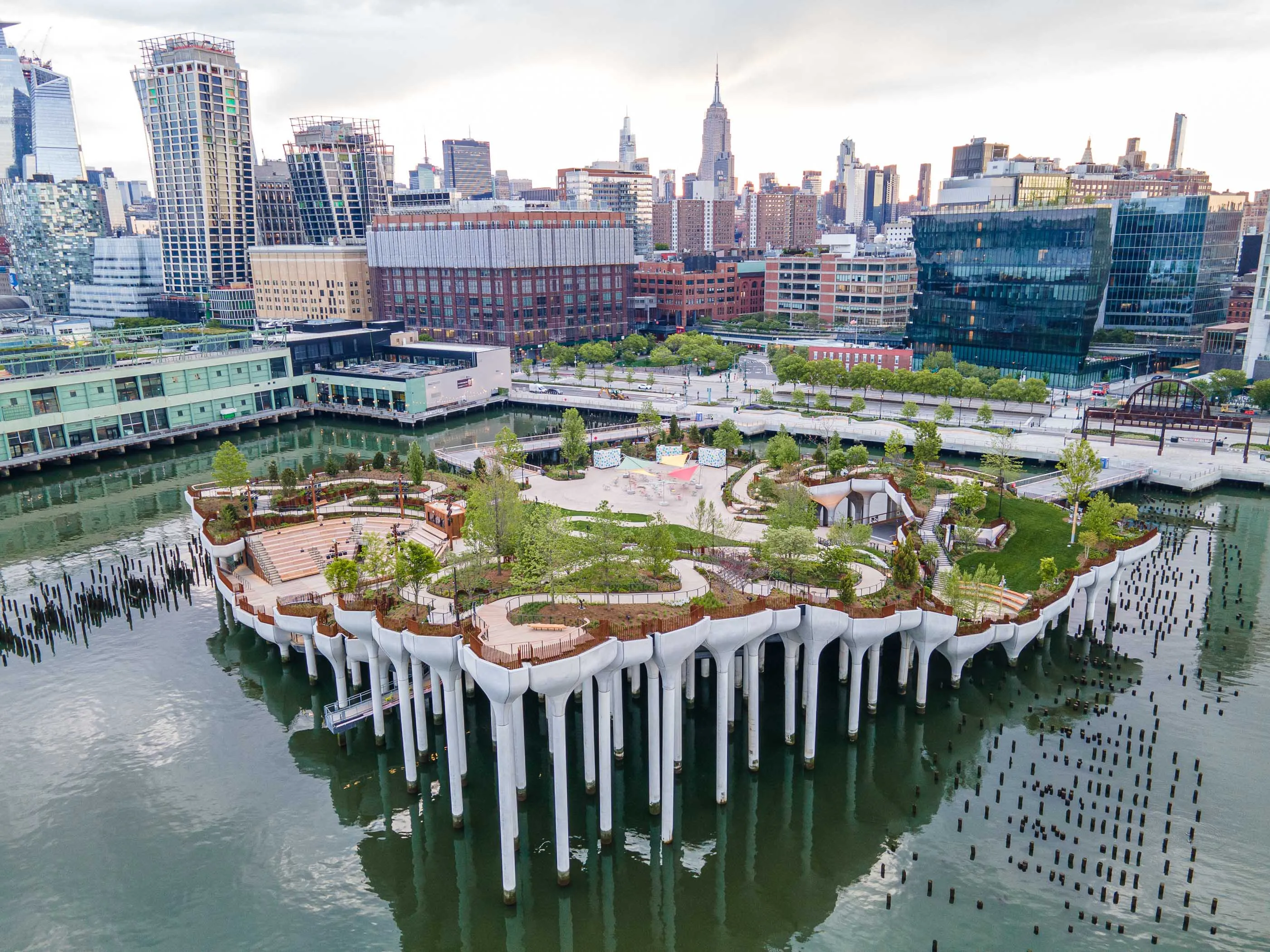 The 2.4 acre platform is located on Manhattan’s West Side, adjacent to the Meatpacking District.