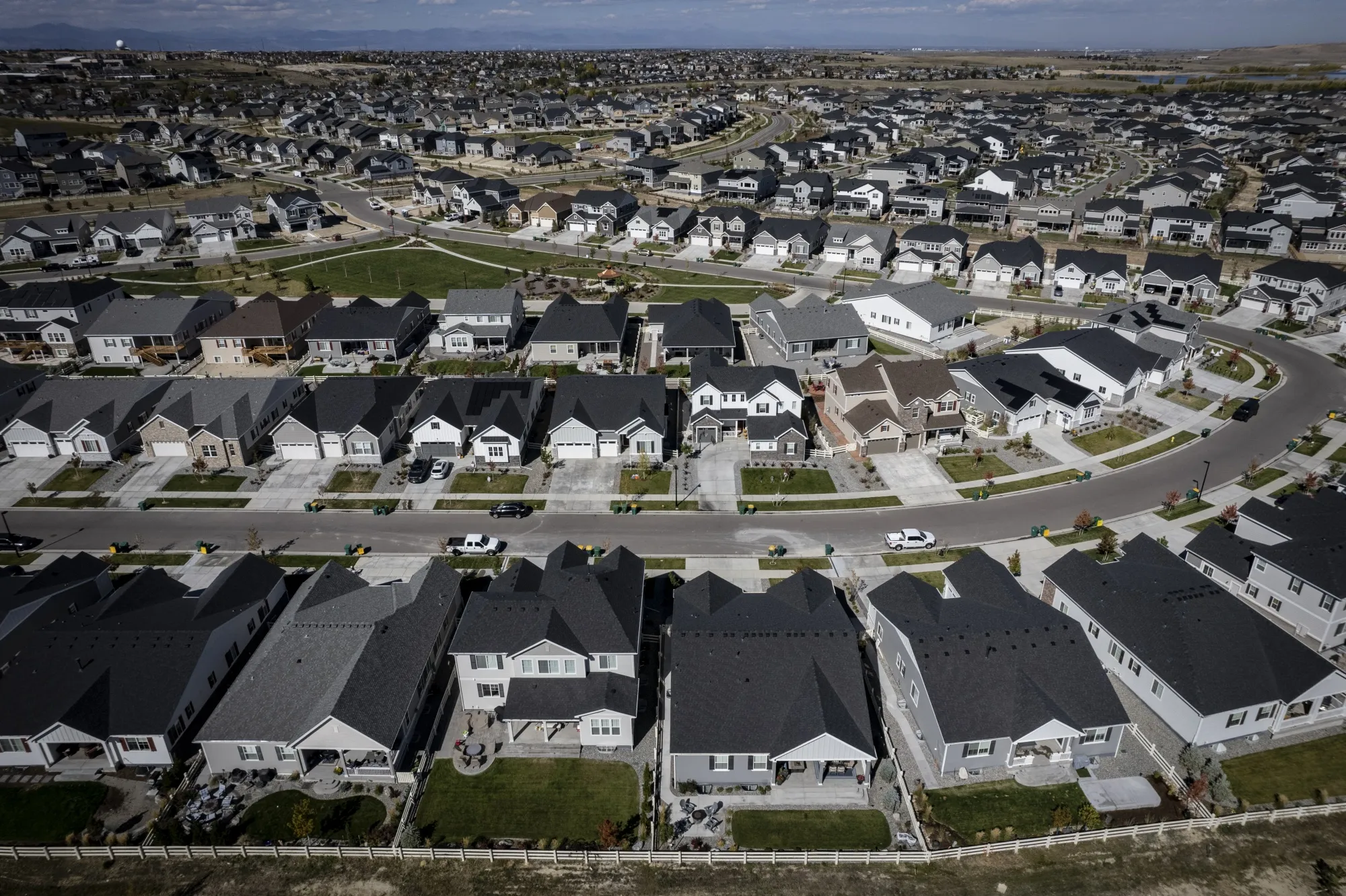 Single family homes at a development in Aurora, Colorado.