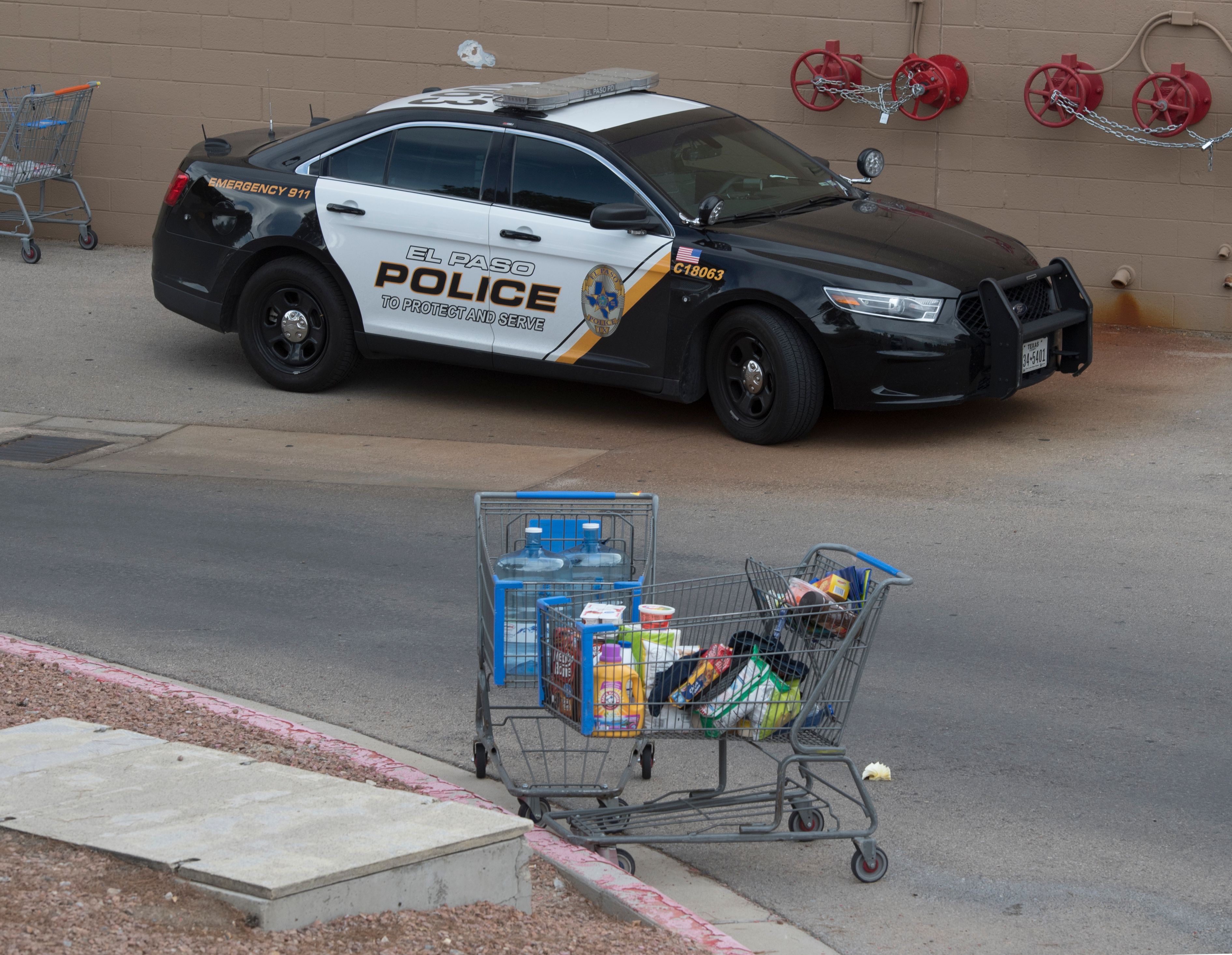 A shopping cart outside the Cielo Vista Mall Wal-Mart in El Paso on August 4.
