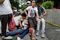 epa05591544 Injured protesters rest by a street after a protest in front of the US Embassy in Manila, Philippines, 19 October 2016. Hundreds of protesters including Indigenous People, students and militant groups stormed toward the US Embassy to protest against the presence of US military troops and to support Philippine President Rodrigo Duterte's independent foreign policy pronouncements. The protest ended violently as the protesters clashed with the police during the dispersal. Initial reports said at least five protesters and around thirty police officers were hurt. EPA/MARK R. CRISTINO
