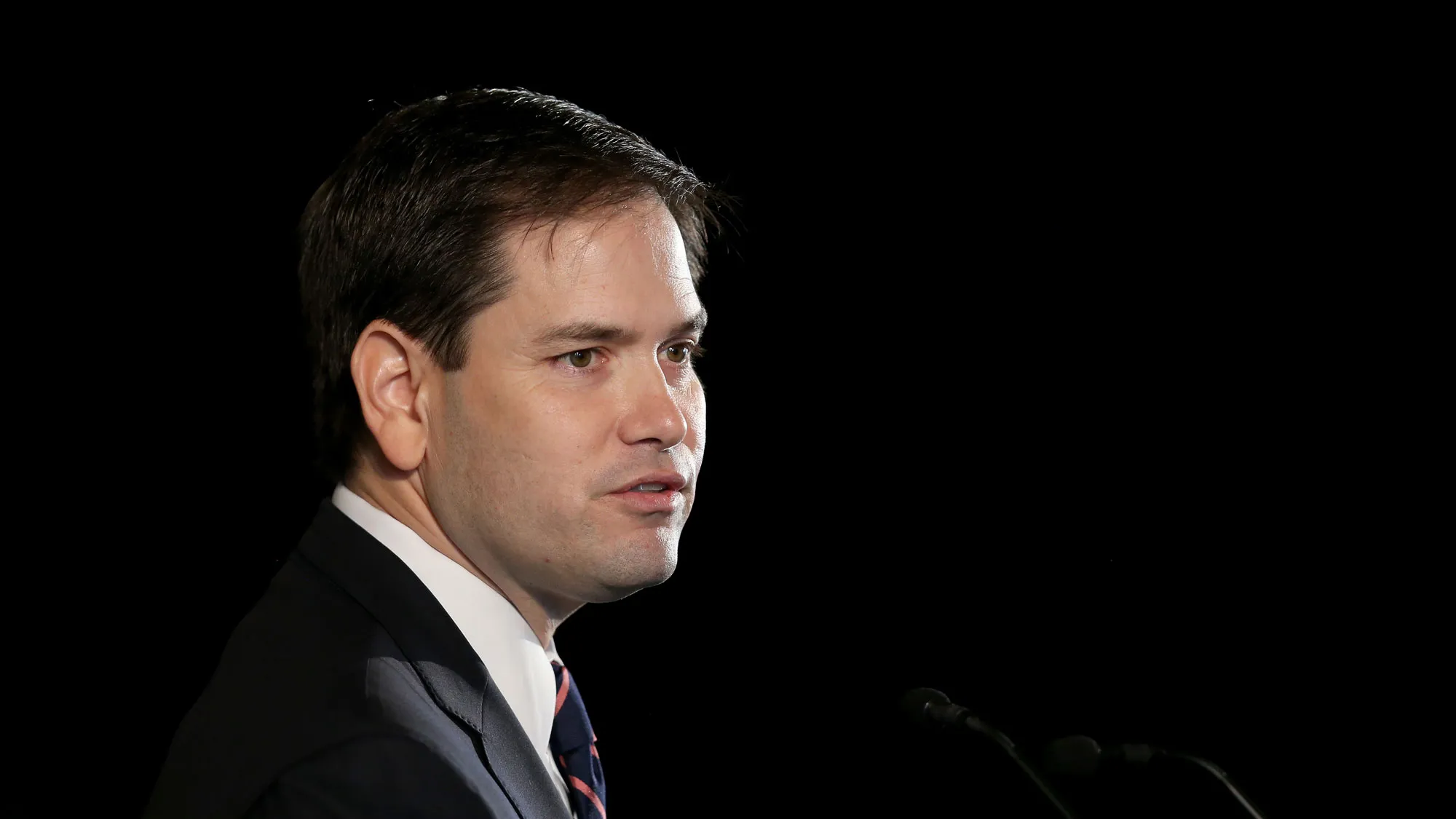 Sen. Marco Rubio (R-FL) delivers remarks during the graduation of small business owners from the Goldman Sachs 10,000 Small Businesses program held at the Freedom Tower at Miami Dade College on February 9, 2015 in Miami, Florida.
