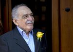 Colombian Nobel Literature laureate Gabriel Garcia Marquez greets fans and reporters outside his home on his 87th birthday in Mexico City, March 6, 2014. It was reported Sunday Jan. 16, 2022 that the late Garcia Marquez had a daughter out of wedlock in Mexico. (AP Photo/Eduardo Verdugo, File)