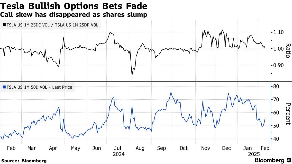 テスラ株急落、オプション投資家が好機見いだす－ヘッジの役割も期待 - Bloomberg
