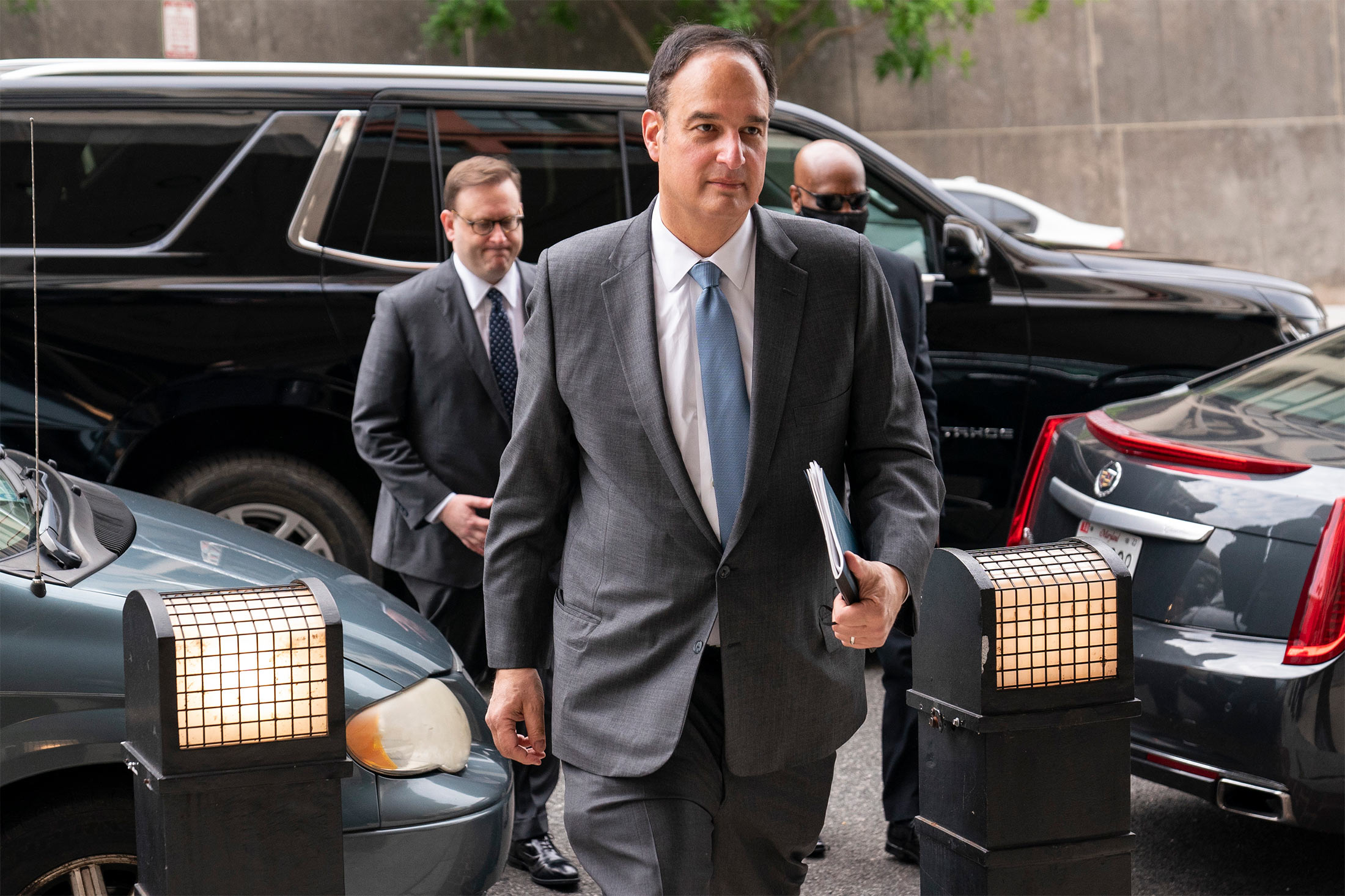 Michael Sussmann&nbsp;arrives to the E. Barrett Prettyman Federal Courthouse in Washington, on May 16.