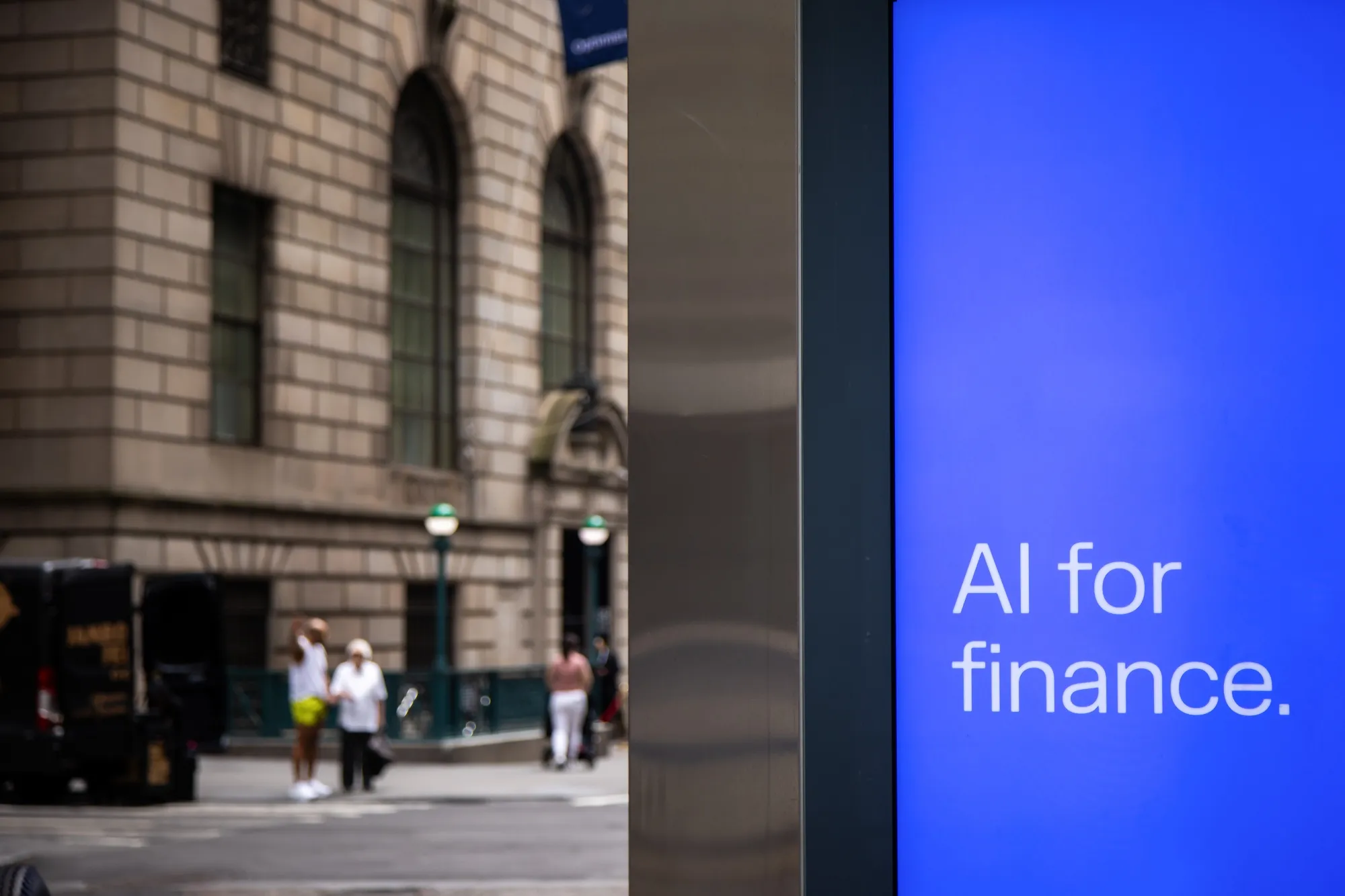 ニューヨーク証券取引所近くにある金融向けAIの広告