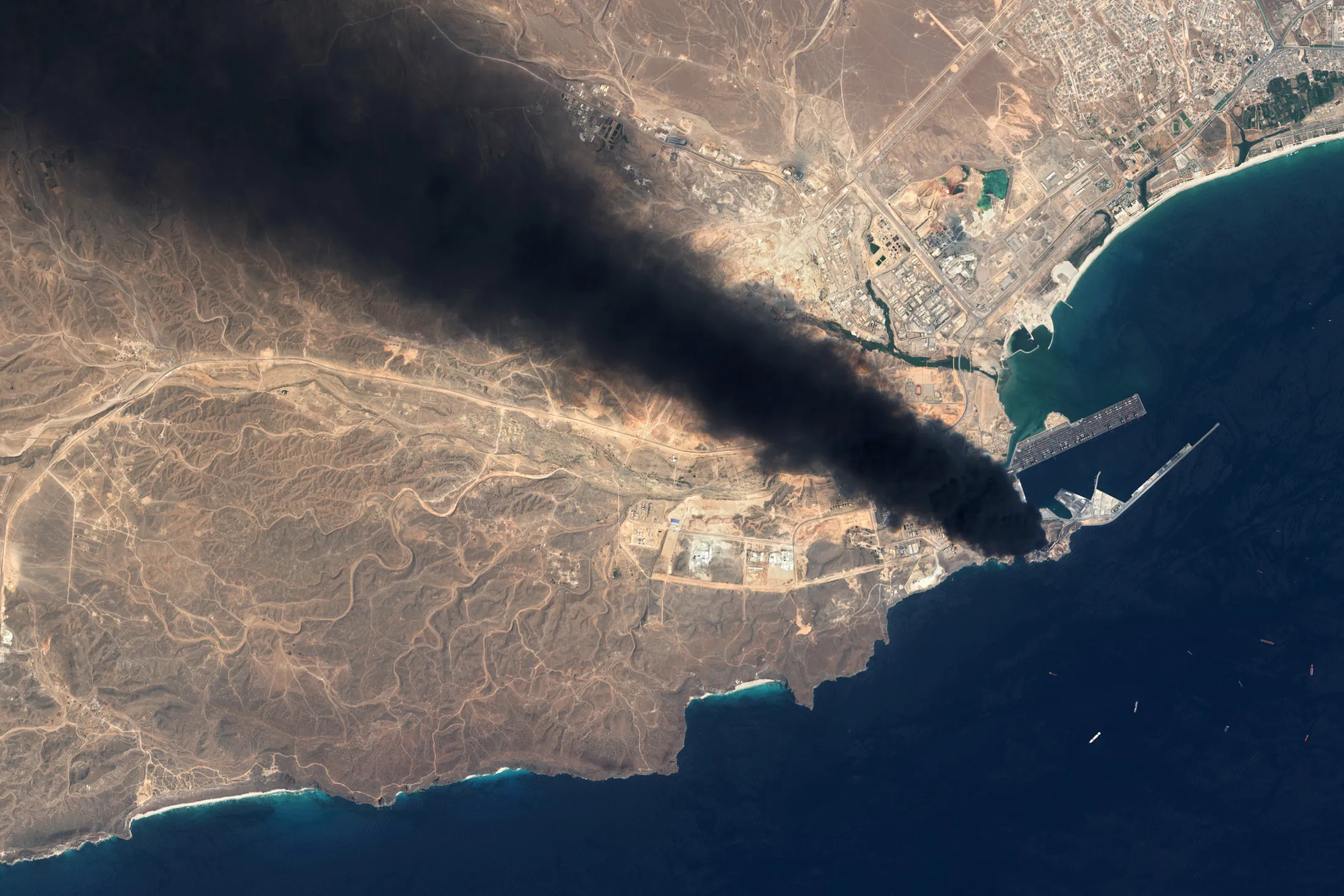 Satellite Imagery Of The Salalah Oil Storage Fire In Oman
