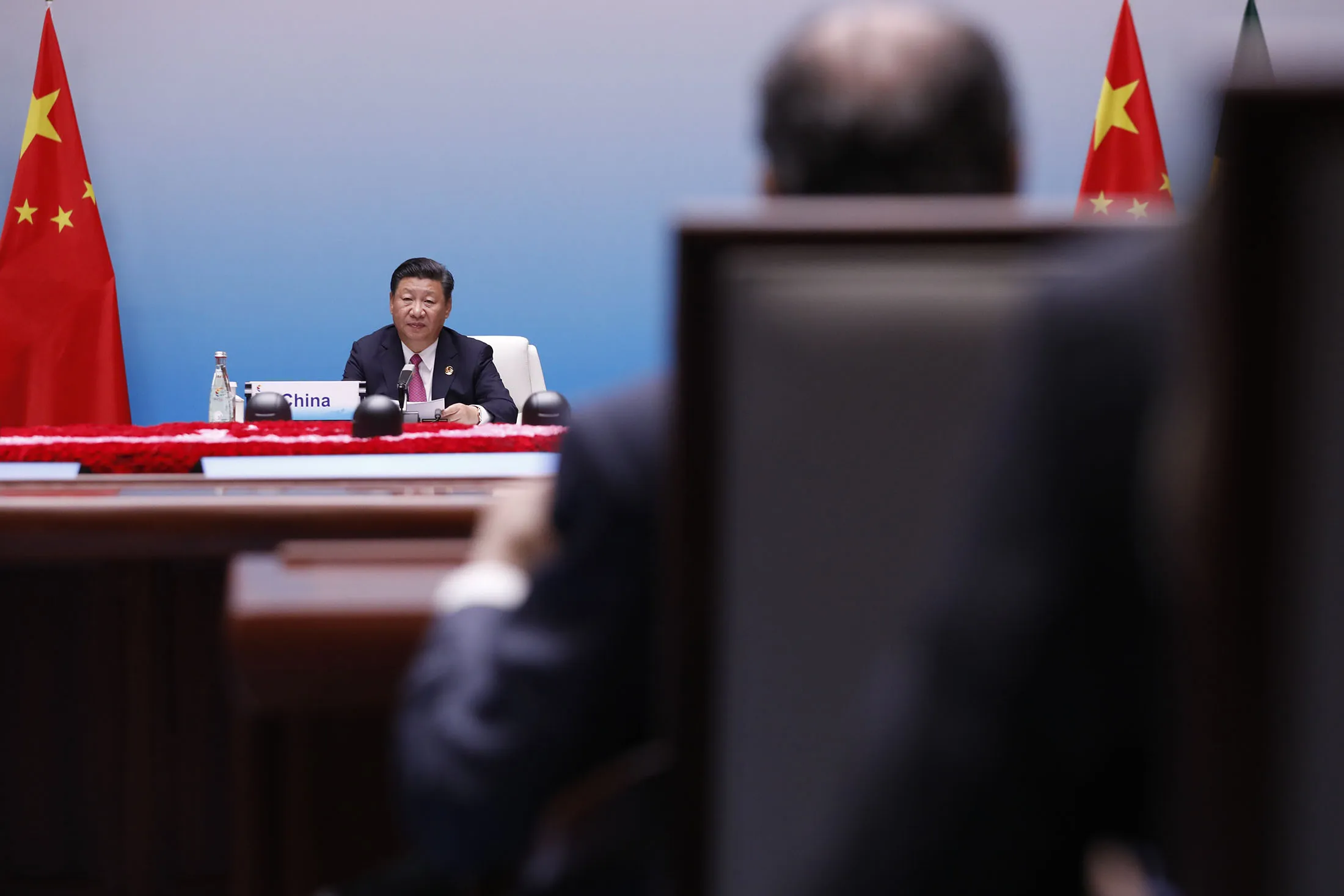 President Xi Jinping at a plenary session during the BRICS Summit in Xiamen on Sept. 4.
