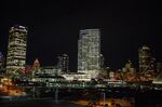 The skyline in Milwaukee, Wisconsin.