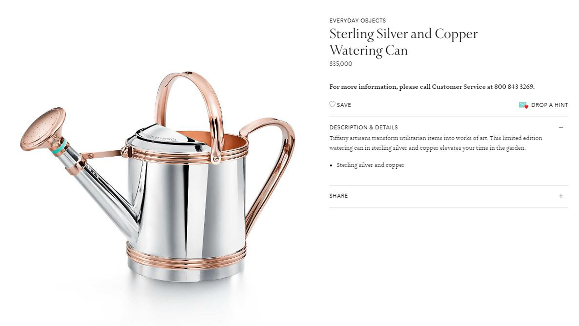 tiffany and co watering can