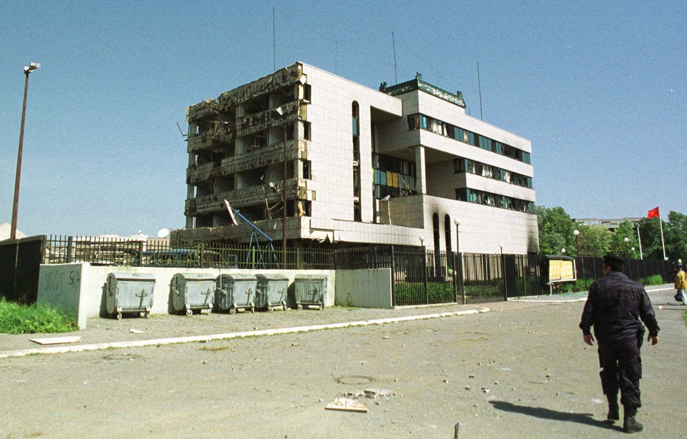 The damaged Chinese Embassy in Belgrade, following a NATO bombing in&nbsp;1999.
