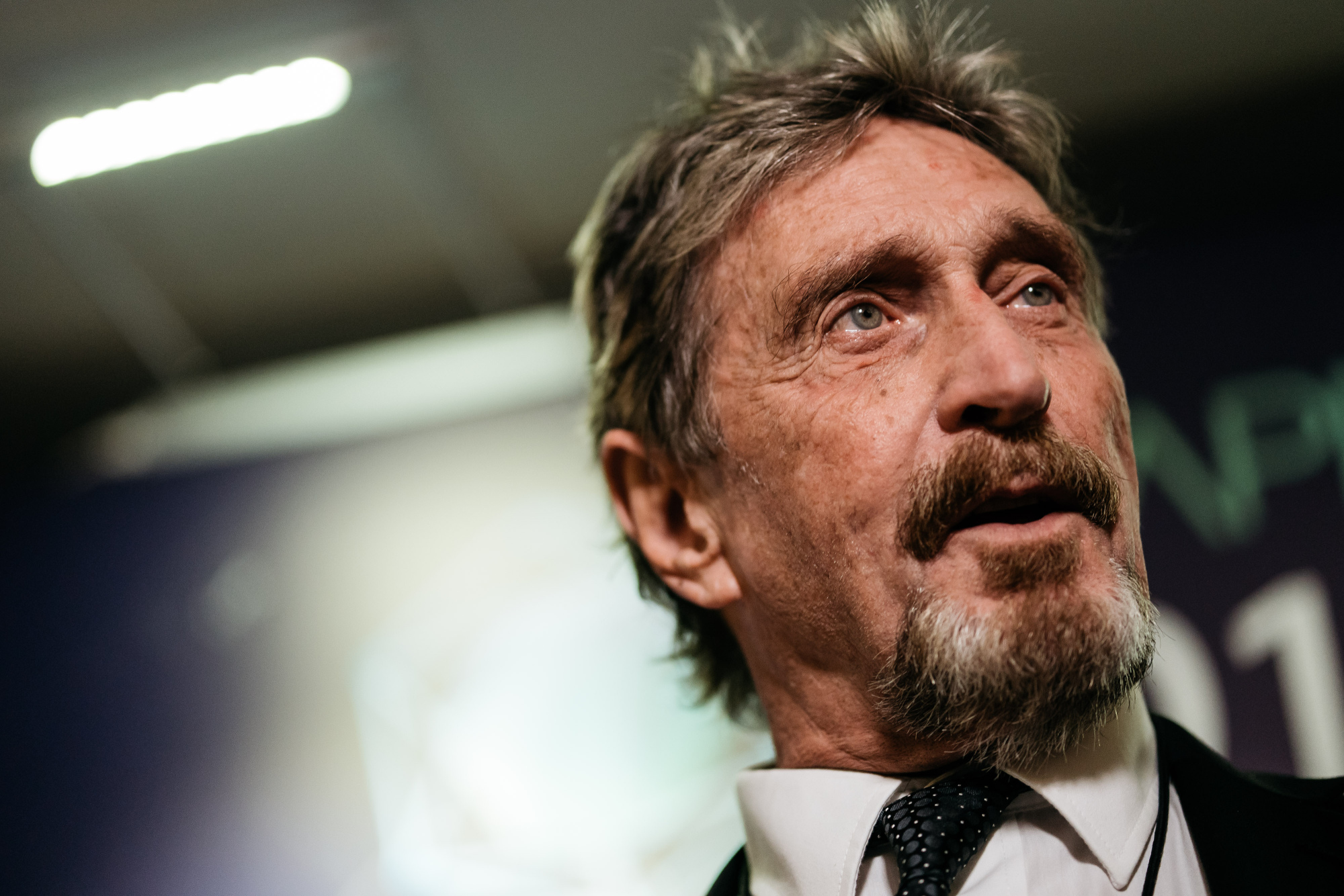 John McAfee, founder of McAfee Associates Inc. and chief cybersecurity visionary at MGT Capital Investments Inc., speaks during a Bloomberg Television interview.