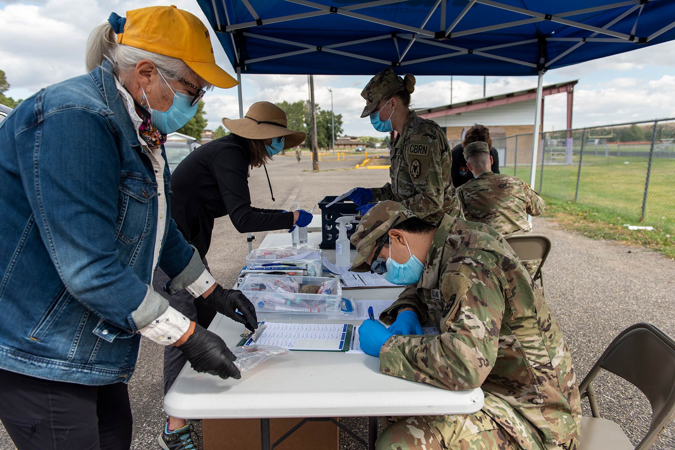 The Park County Health Department and members of the Montana National Guard conduct Covid-19 testing in Livingston, Montana, on Sept. 20.