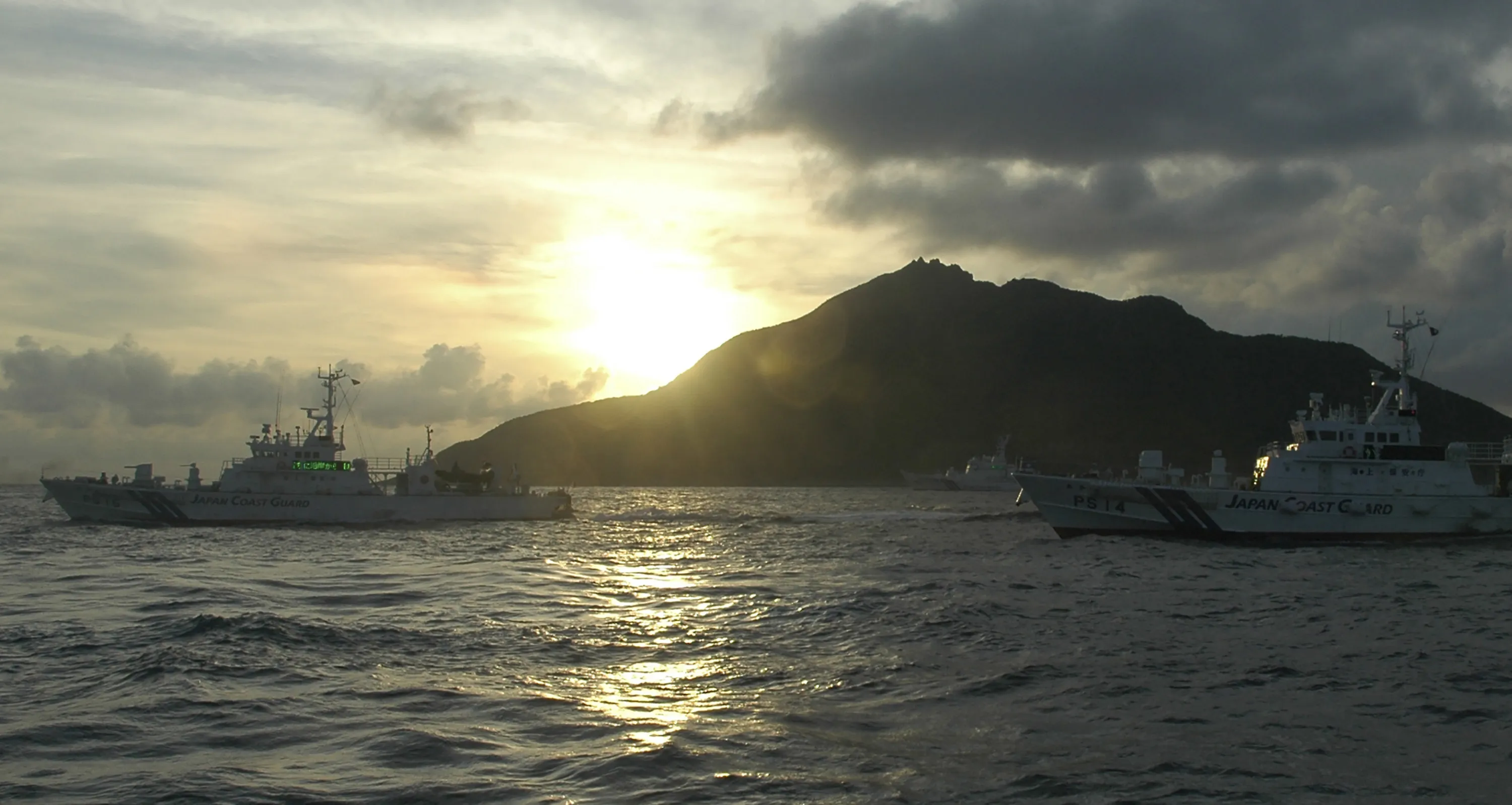 Japanese Coast Guard vessels sail&nbsp; near a group of disputed islands called Diaoyu by China and Senkaku by Japan.