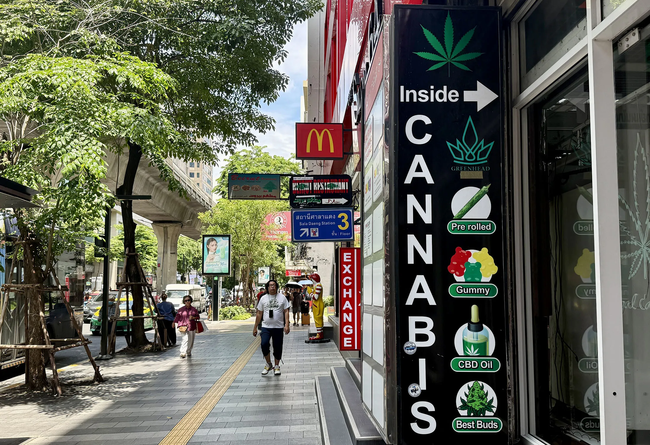 A cannabis store on Silom Road in Bangkok.