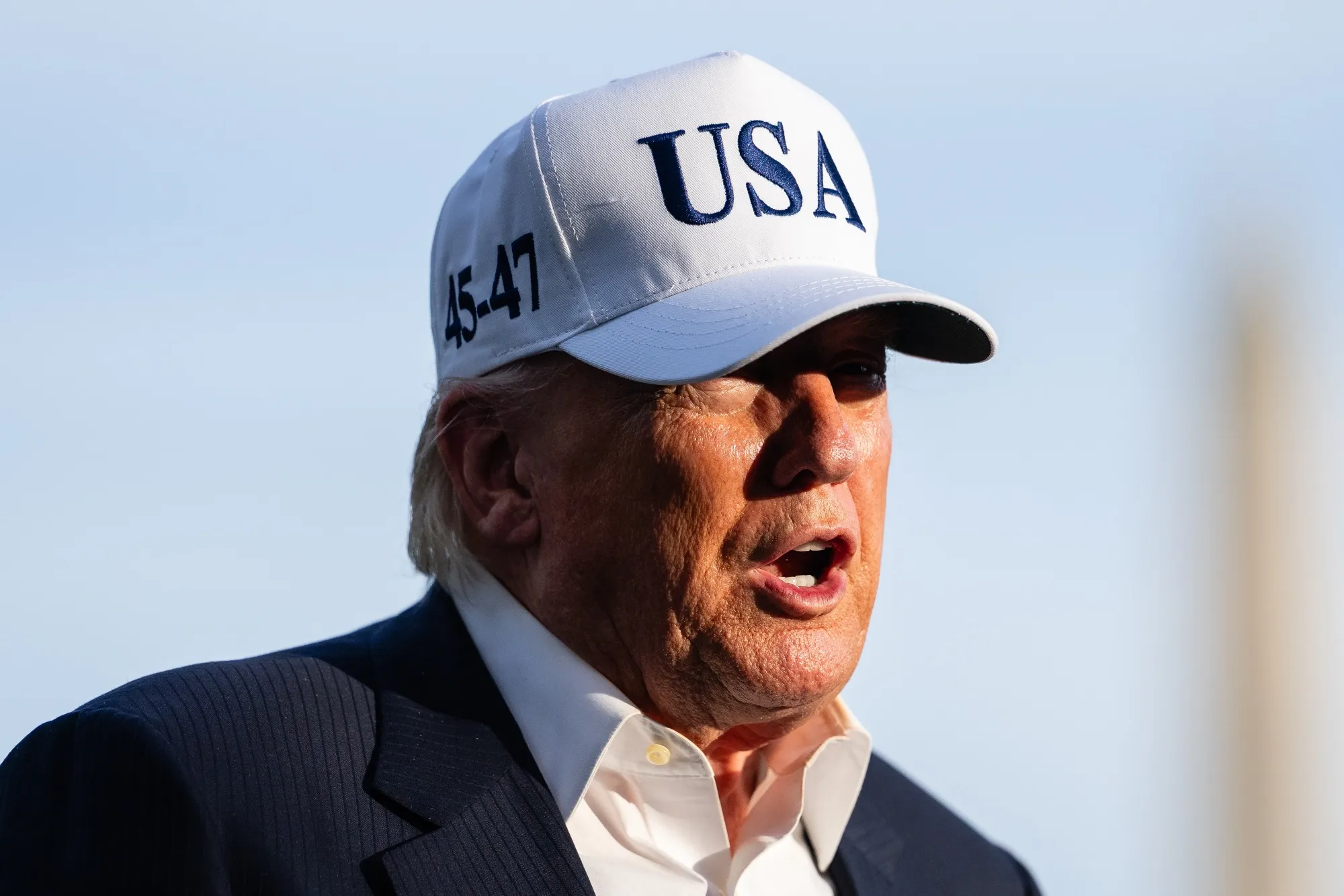 US President Donald Trump speaks to members of the media on the South Lawn of the White House on May 15.