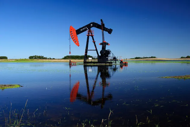 A pumpjack on the Bakken oilfield