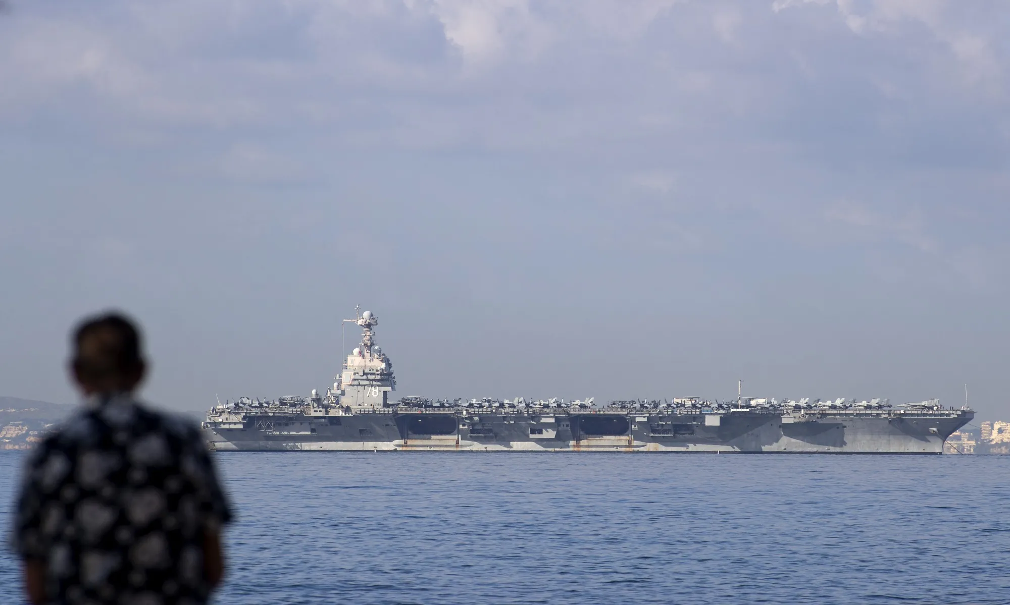 The USS Gerald R. Ford in Palma de Mallorca, Spain, on Oct. 3.