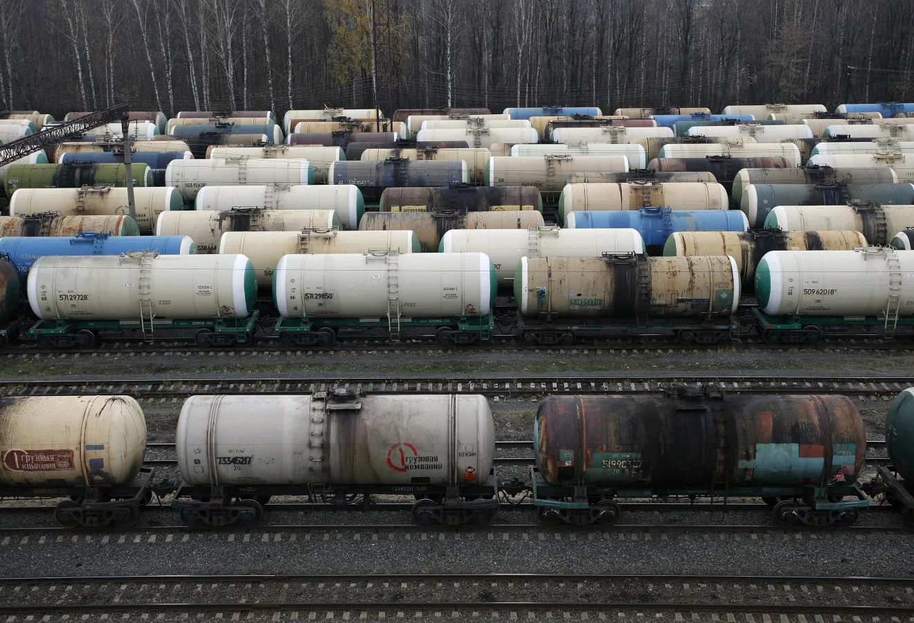 Fuel and oil rail wagons&nbsp;near Nizhny Novgorod, Russia.