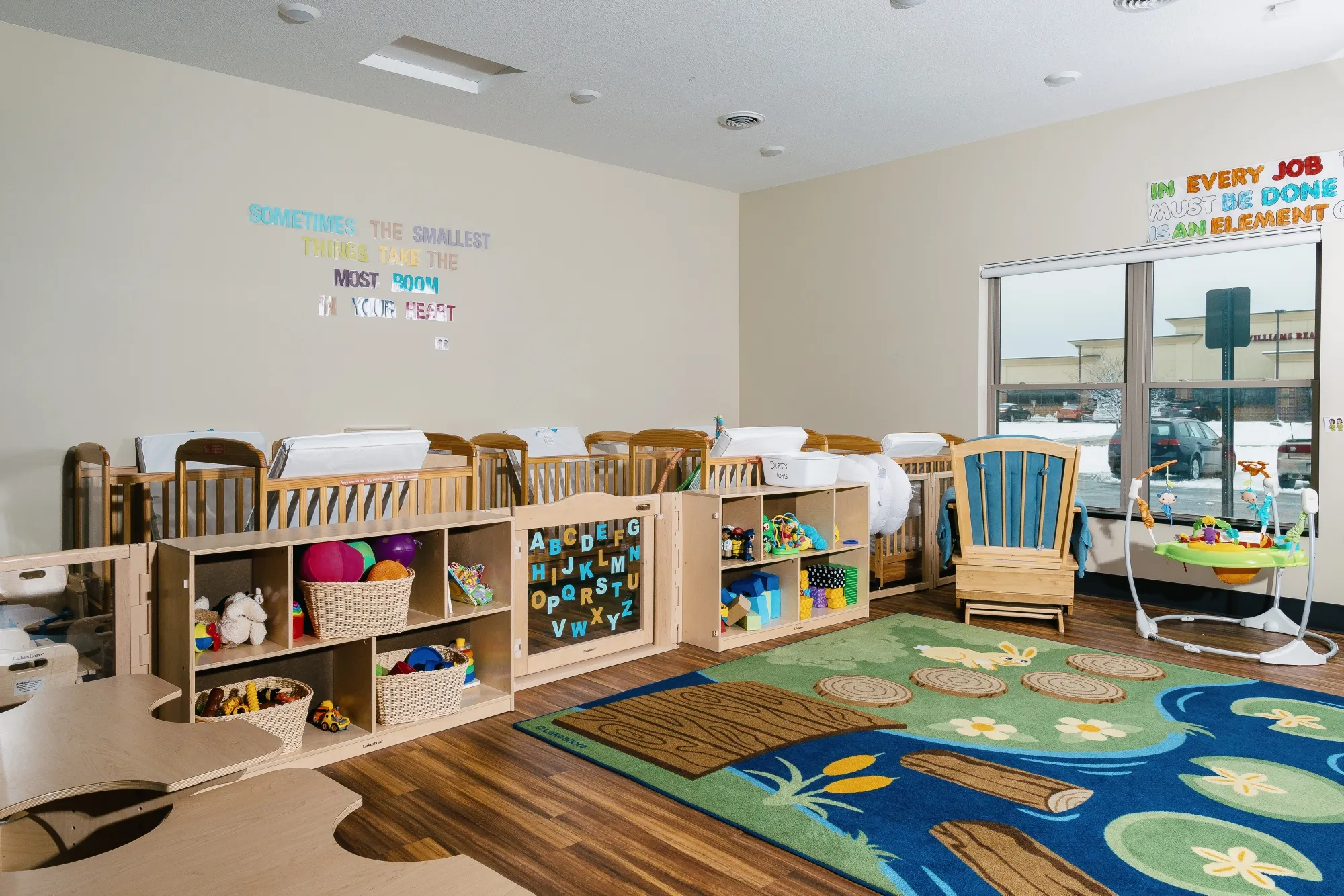 An empty classroom at a&nbsp;childcare facility.