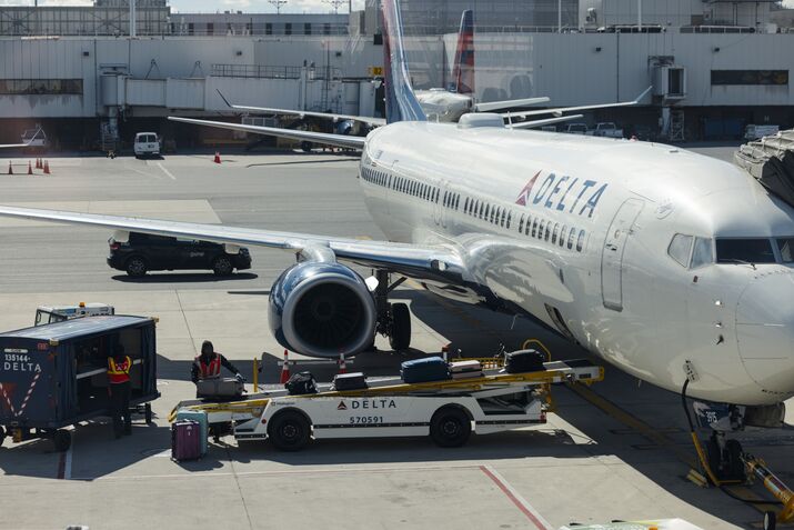 A Delta flight at LaGuardia Airport. 