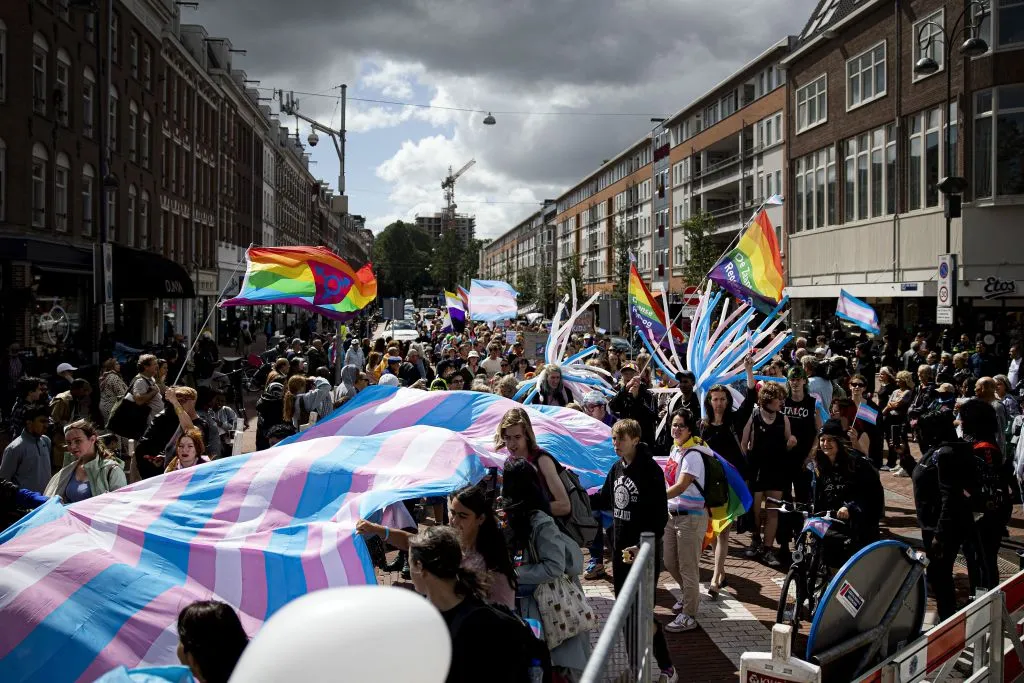 Participants&nbsp;in the TransPride Walk in Amsterdam on Aug. 2.&nbsp;