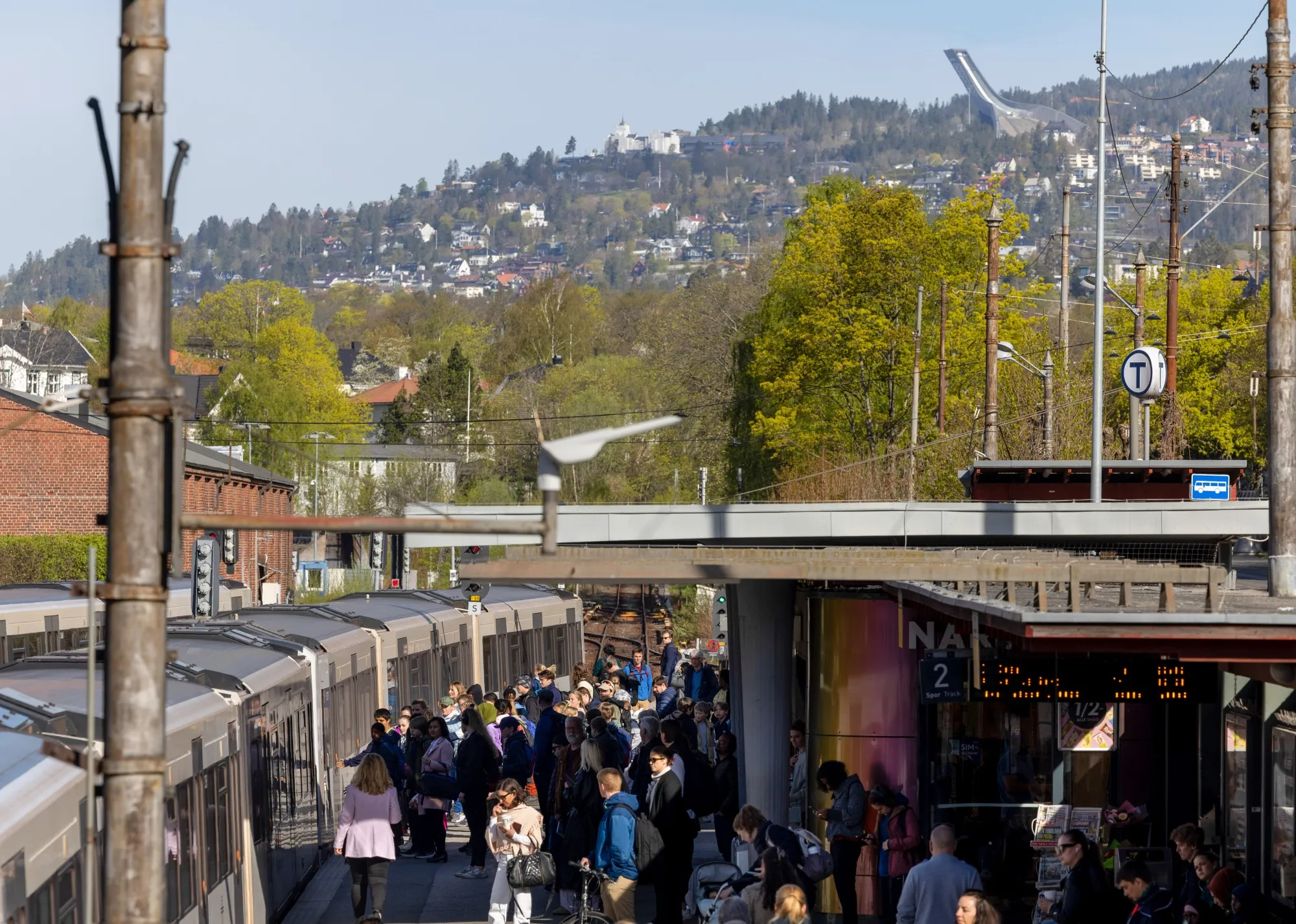 Commuters at Majorstuen railway station in Oslo.