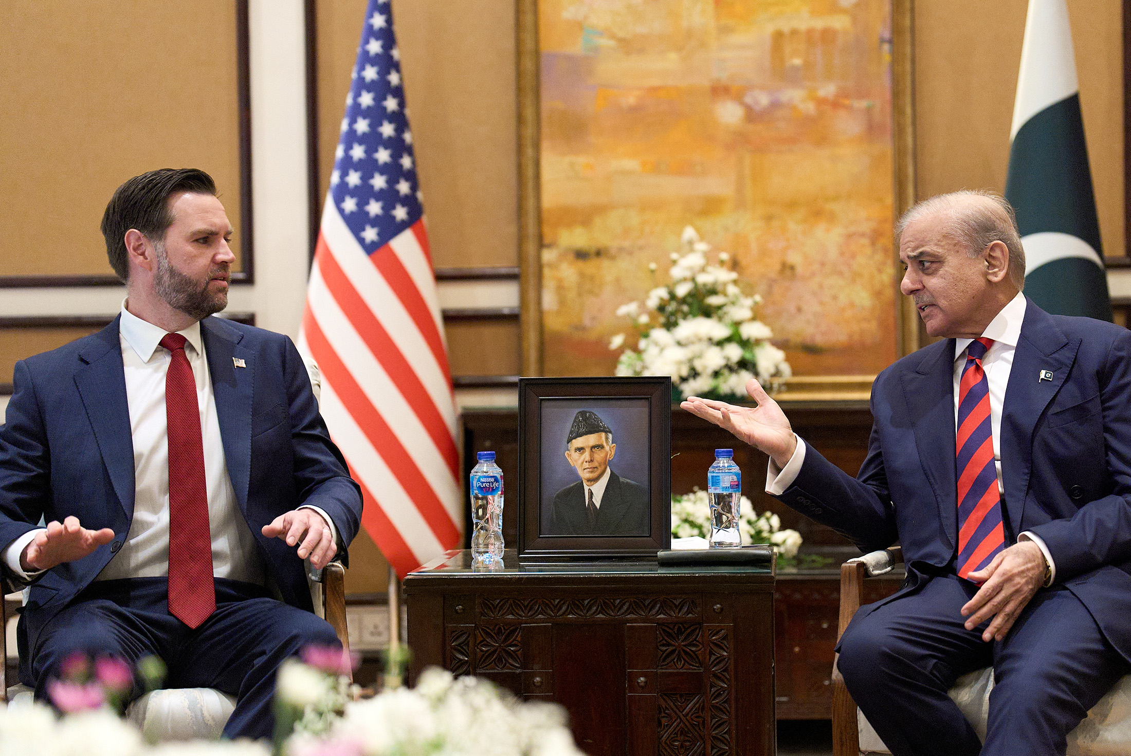 US Vice President JD Vance and Pakistan's Prime Minister Shehbaz Sharif meet in Islamabad on April 11.