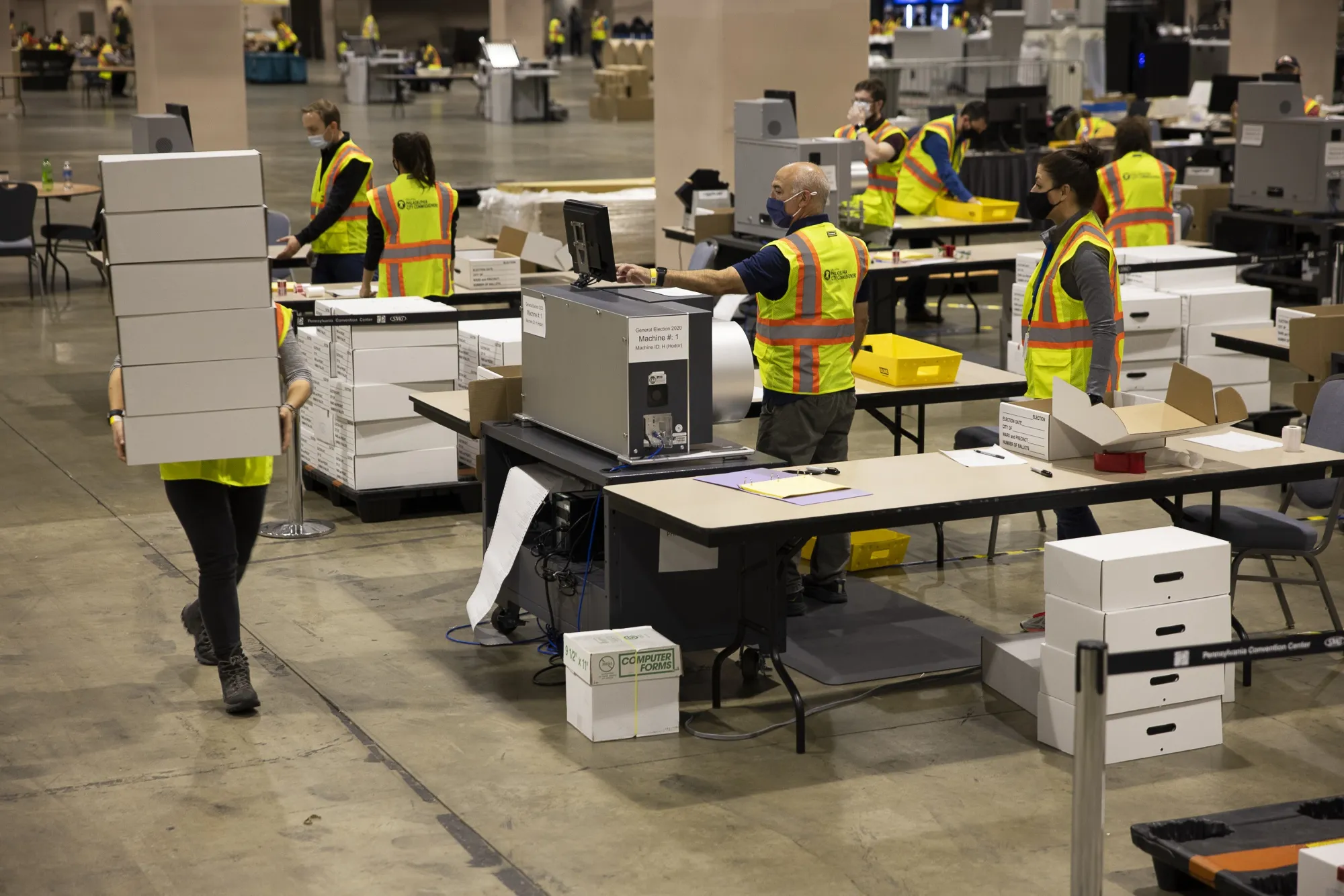 Workers count ballots in Philadelphia on&nbsp;Nov. 4.&nbsp;