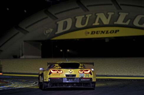 US Tommy Milner in his Chevrolet Corvette No. 74 competes during the 82nd Le Mans 24-hour endurance race, on June 14, 2014, in Le Mans.