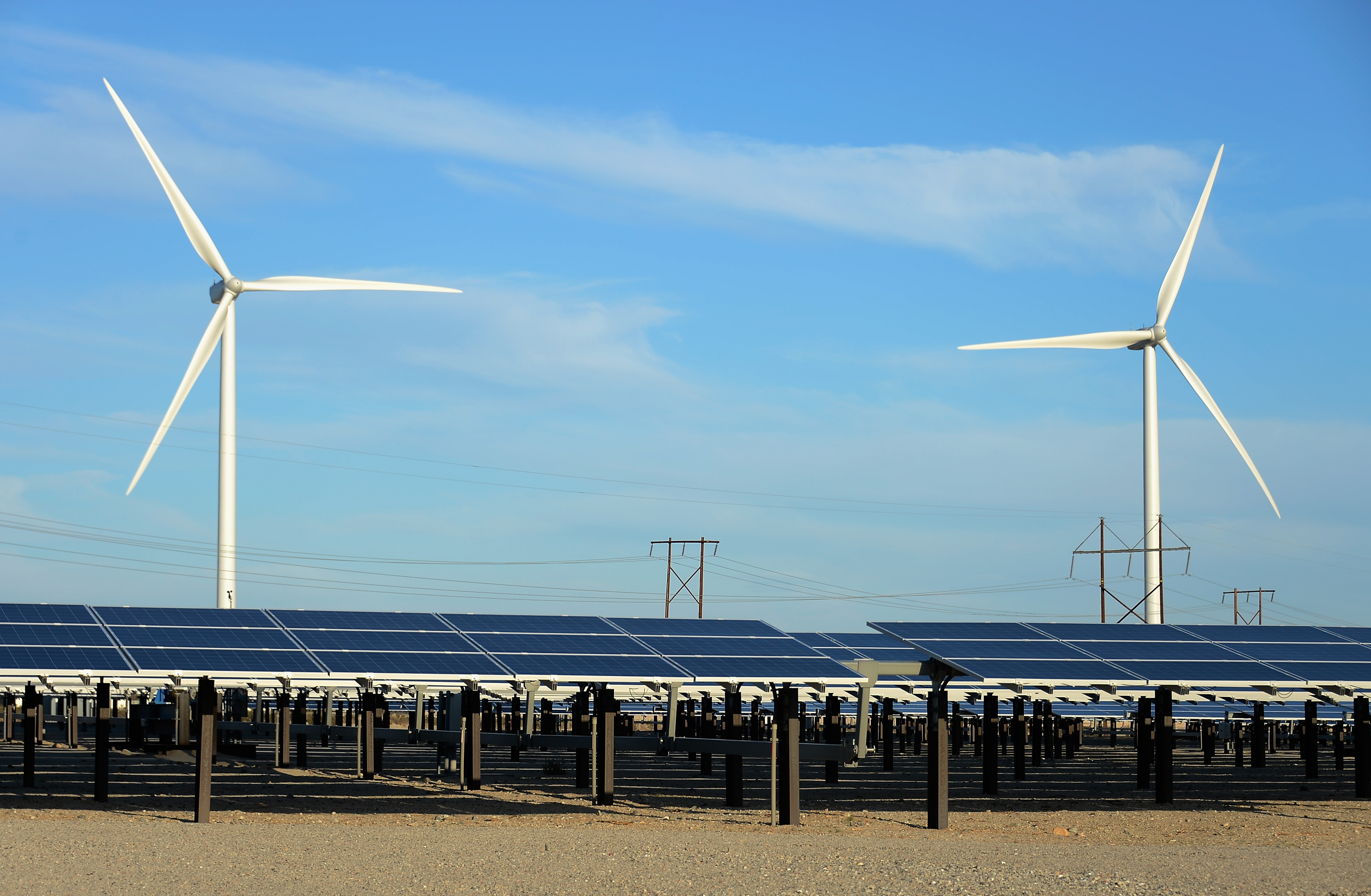 Wind and solar energy generation.