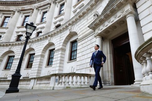George Osborne departs the H.M. Treasury building