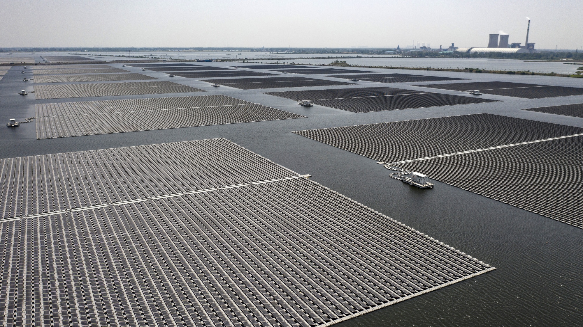 A floating solar farm built on the site of a former coal mine in Huainan.