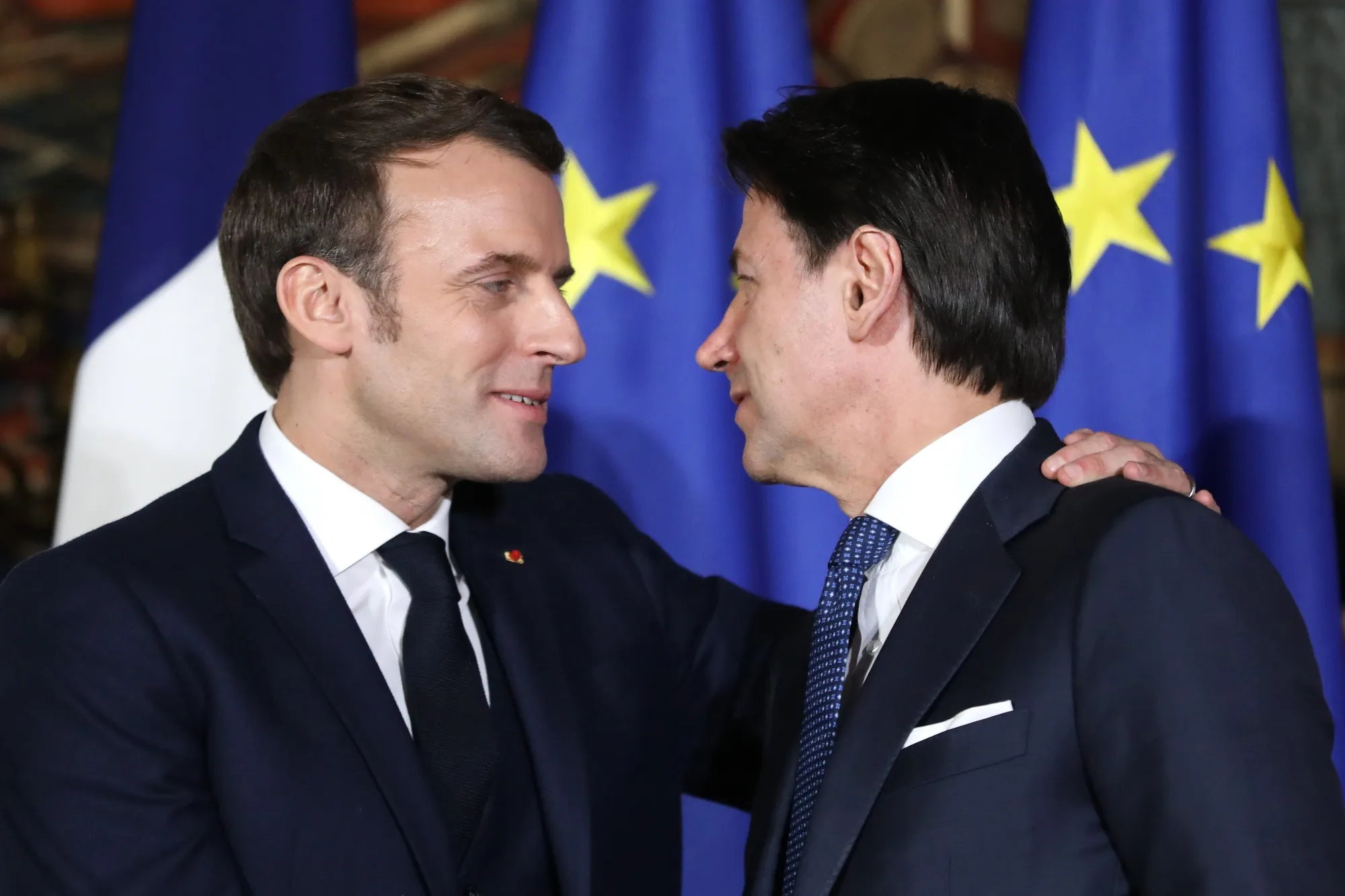 Emmanuel Macron and Giuseppe Conte.