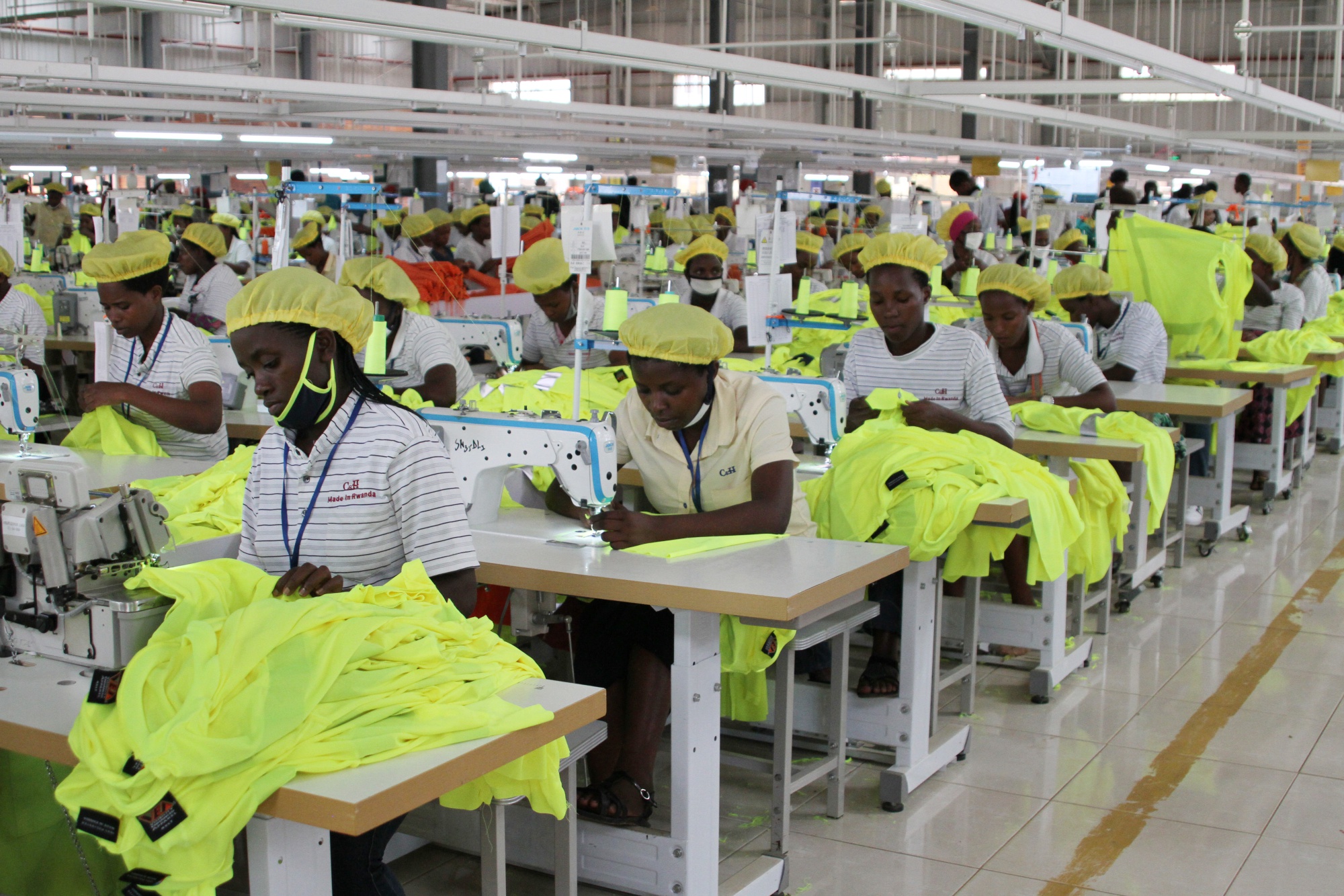 Women in Rwanda working at a Chinese clothing factory on August 28, 2018.