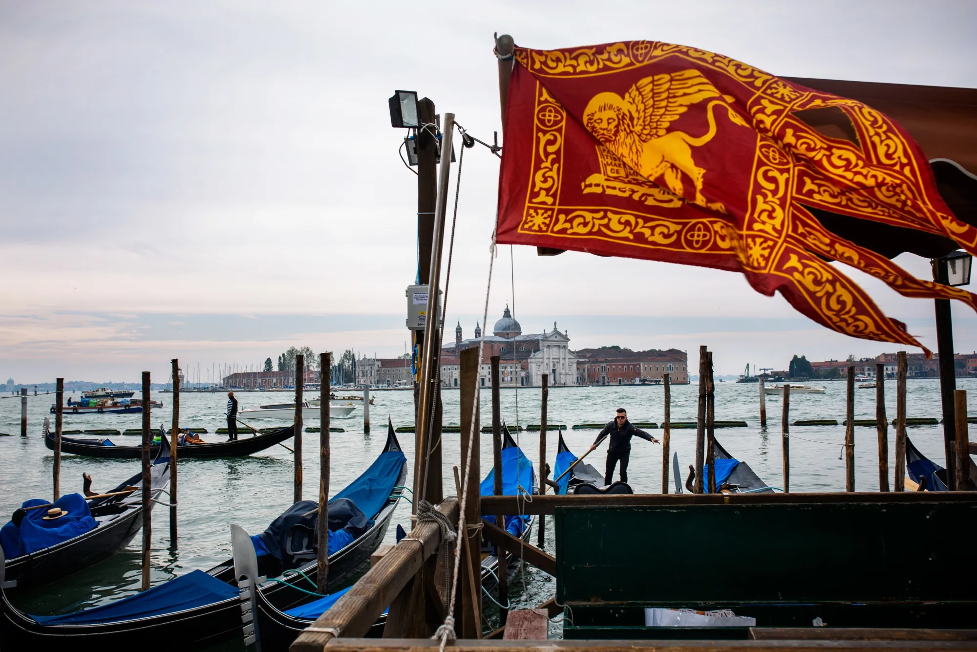 Gondoliers in Piazza San Marco.