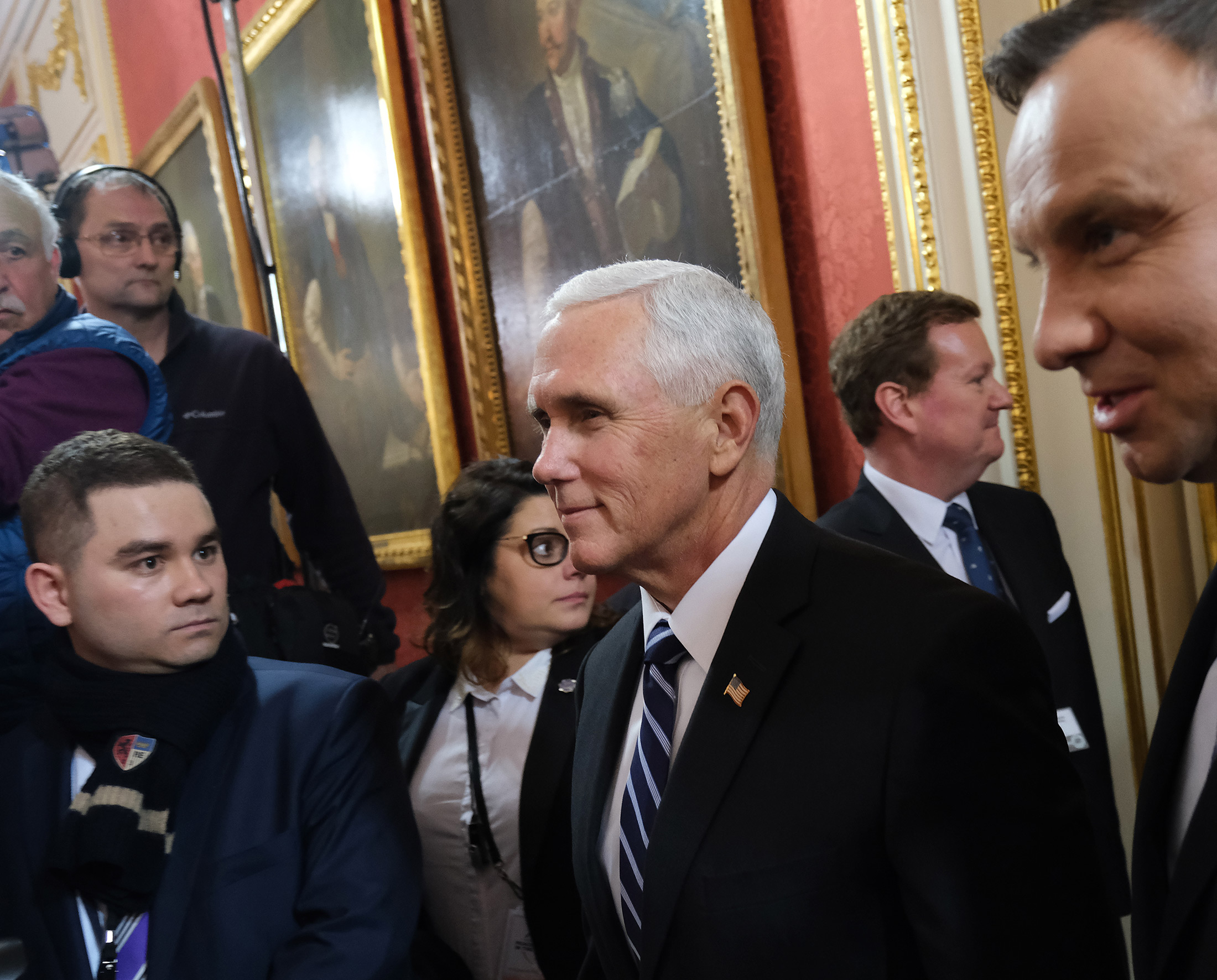 Mike Pence in Warsaw on Feb. 13.