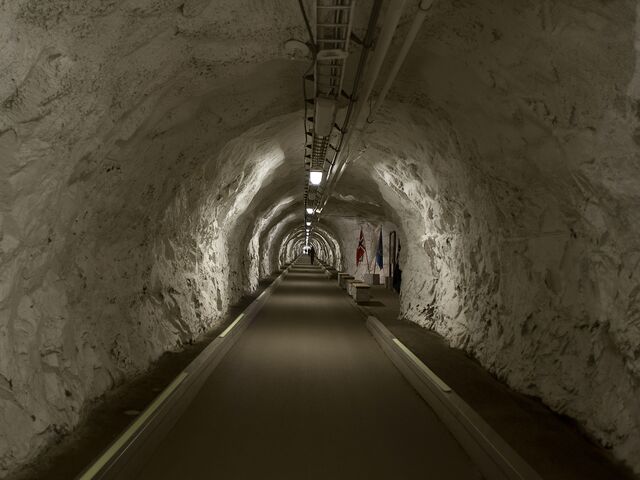 The tunnel entrance to the Norwegian Joint Headquarters in Reitan. The complex is a fortified command center built within a mountain.